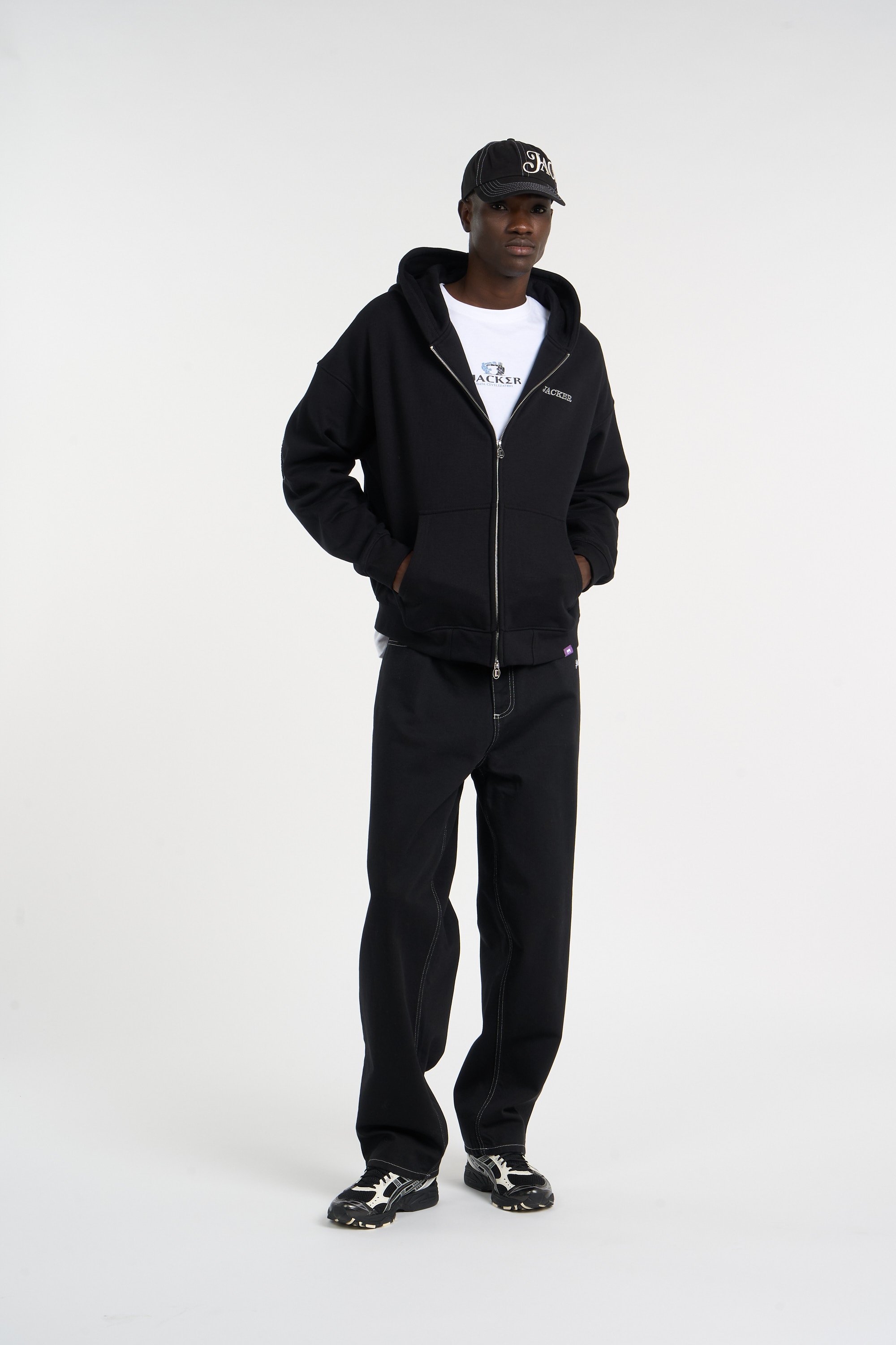 Gilet oversize col rond en coton JACKER Noir