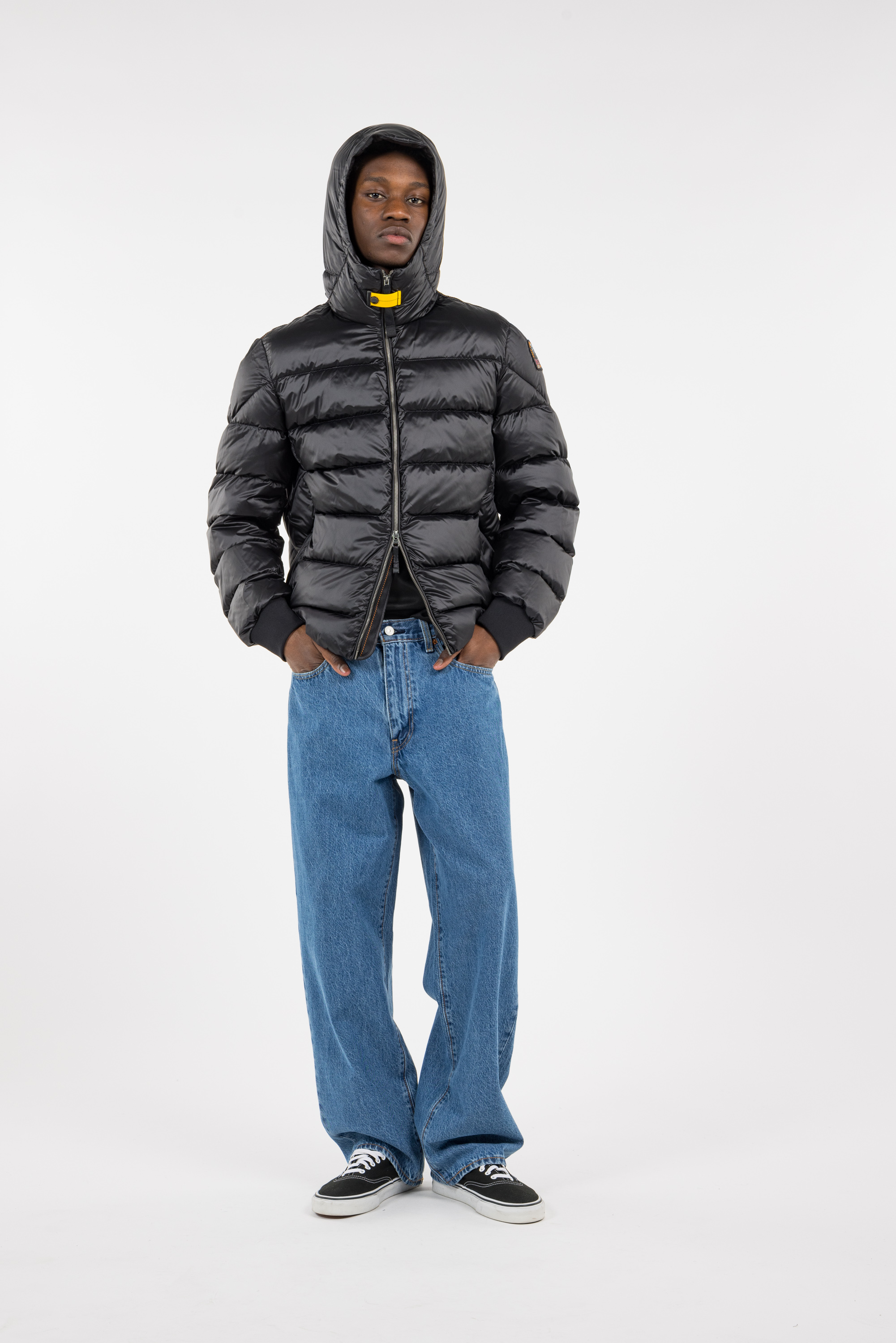 Lightweight quilted padded jacket with high neck Black