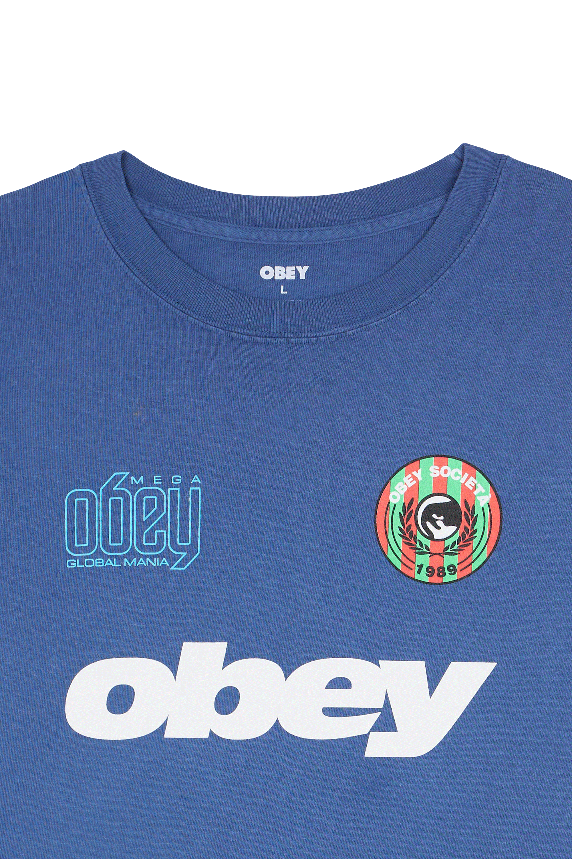 Regular-fit round-neck cotton T-shirt Blue