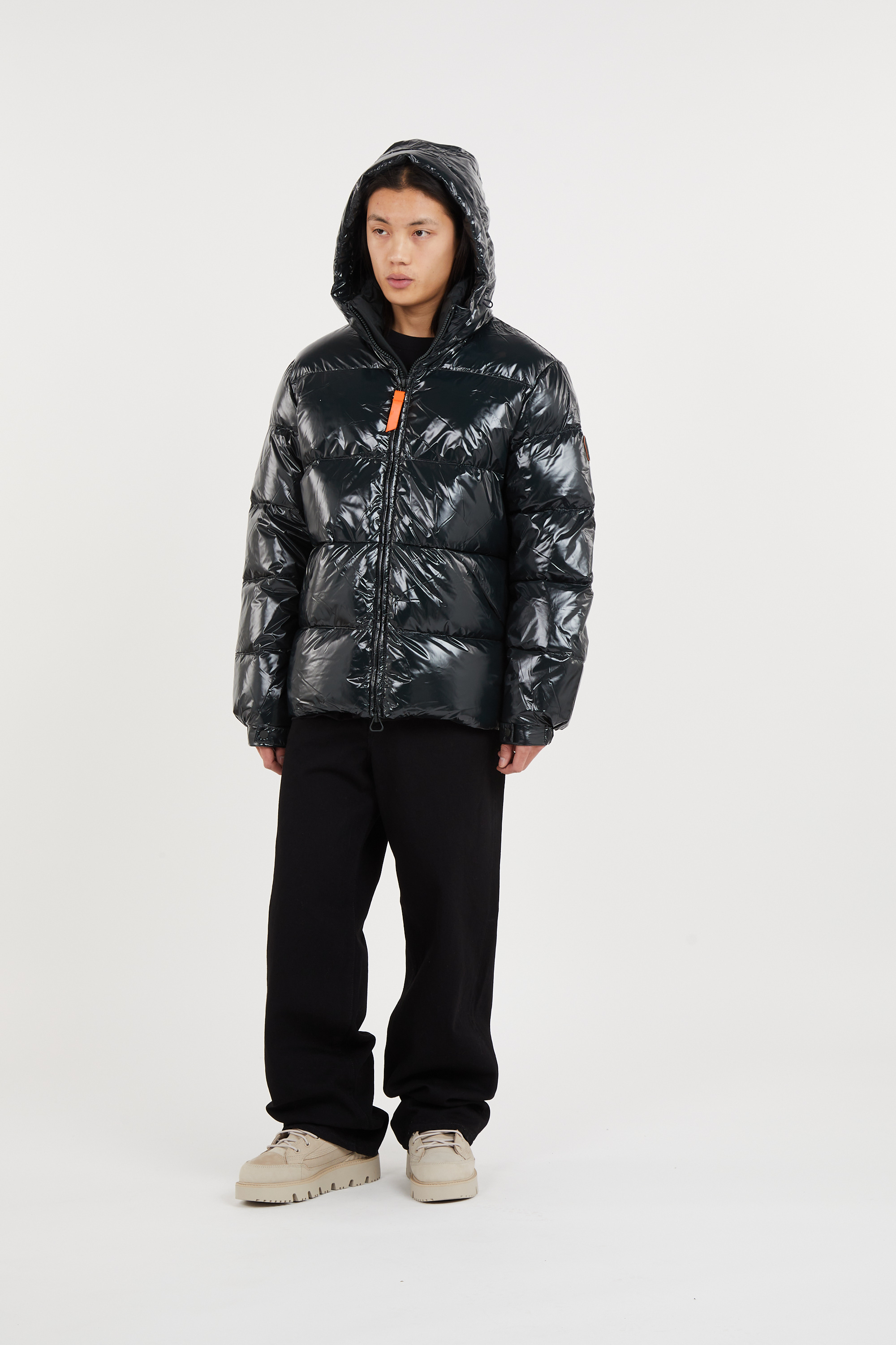 Lightweight quilted padded jacket with high neck Green