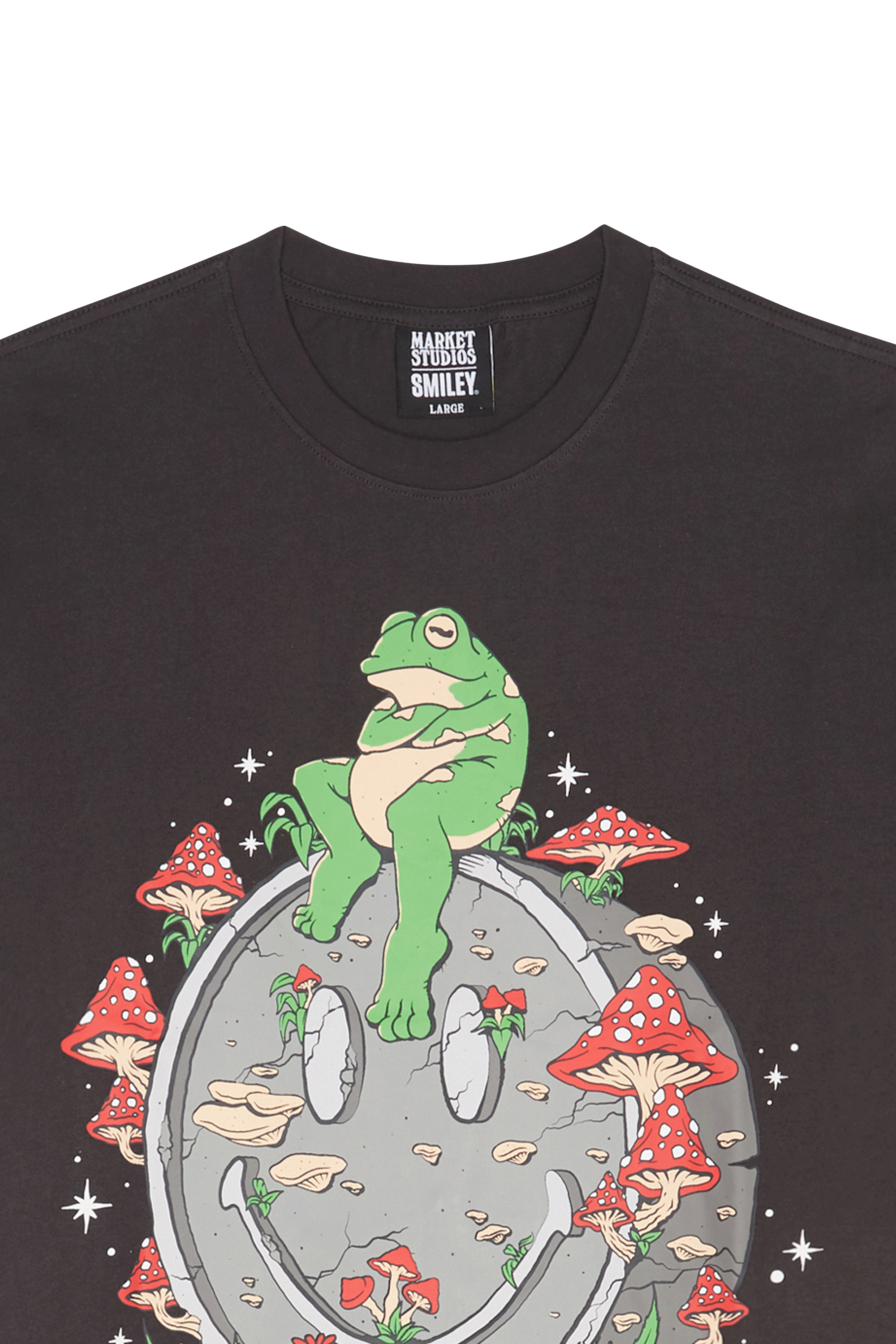 Regular-fit round-neck cotton T-shirt Black