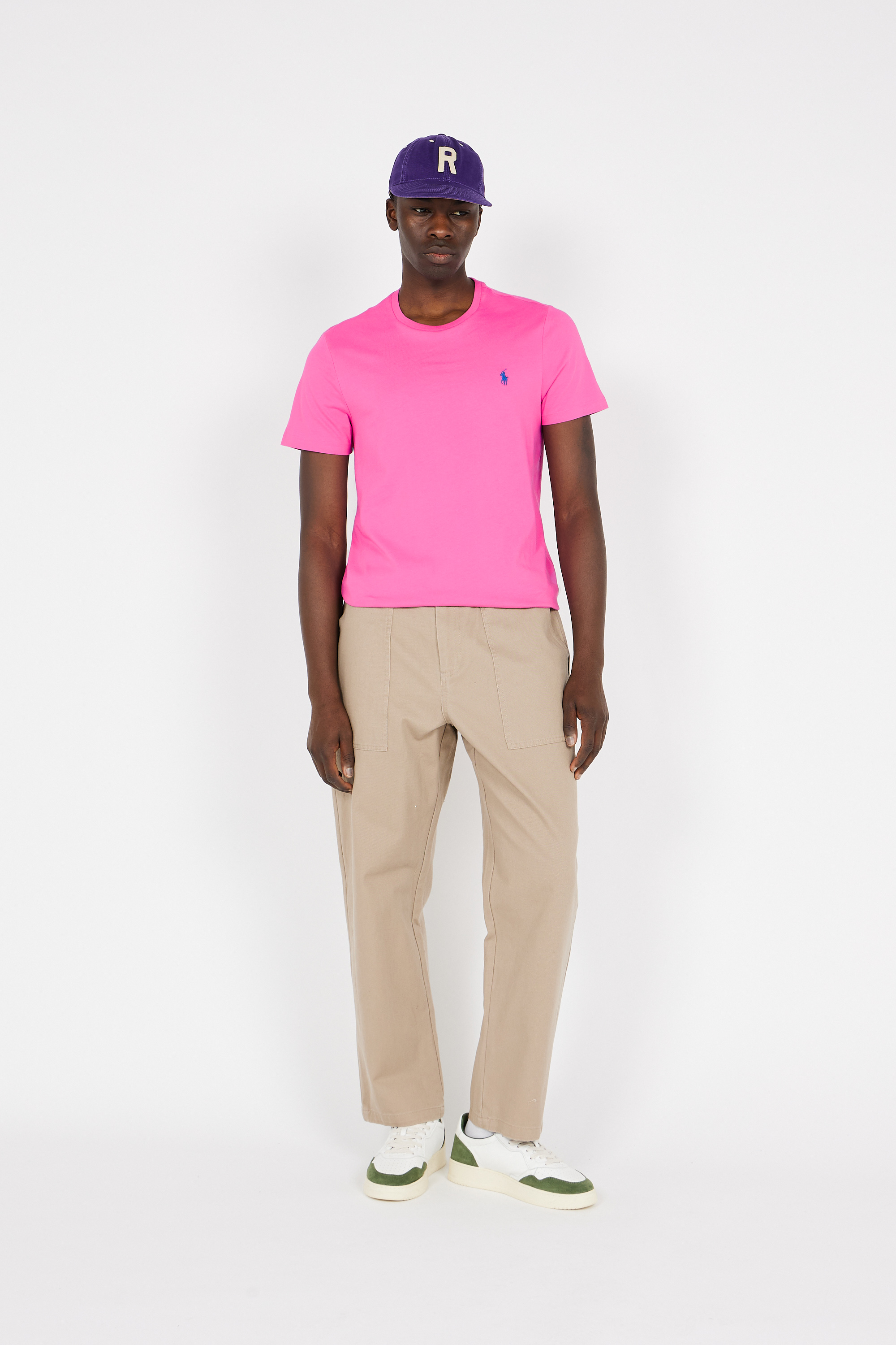 Regular-fit round-neck cotton T-shirt Pink