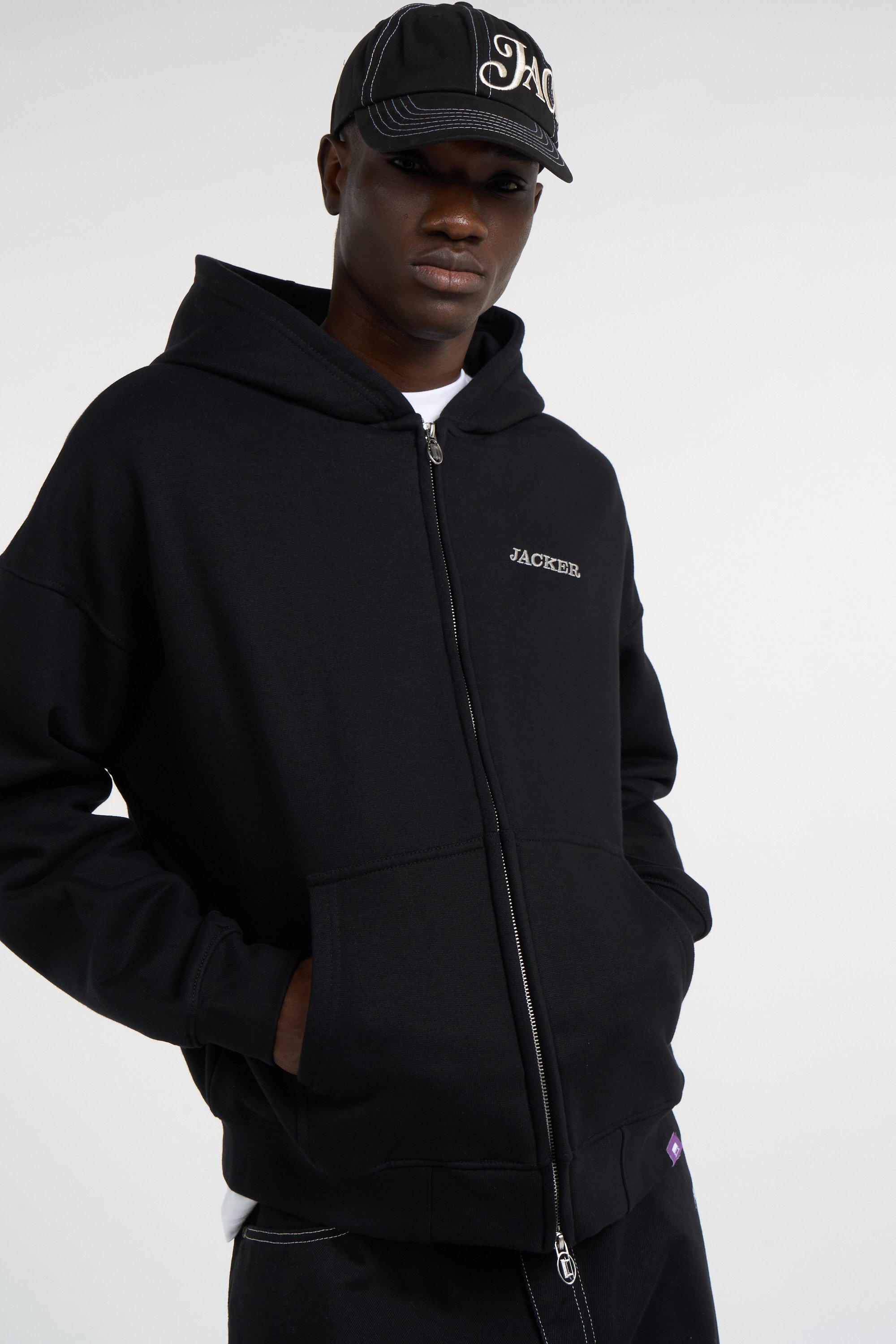 Gilet oversize col rond en coton | Noir JACKER Homme