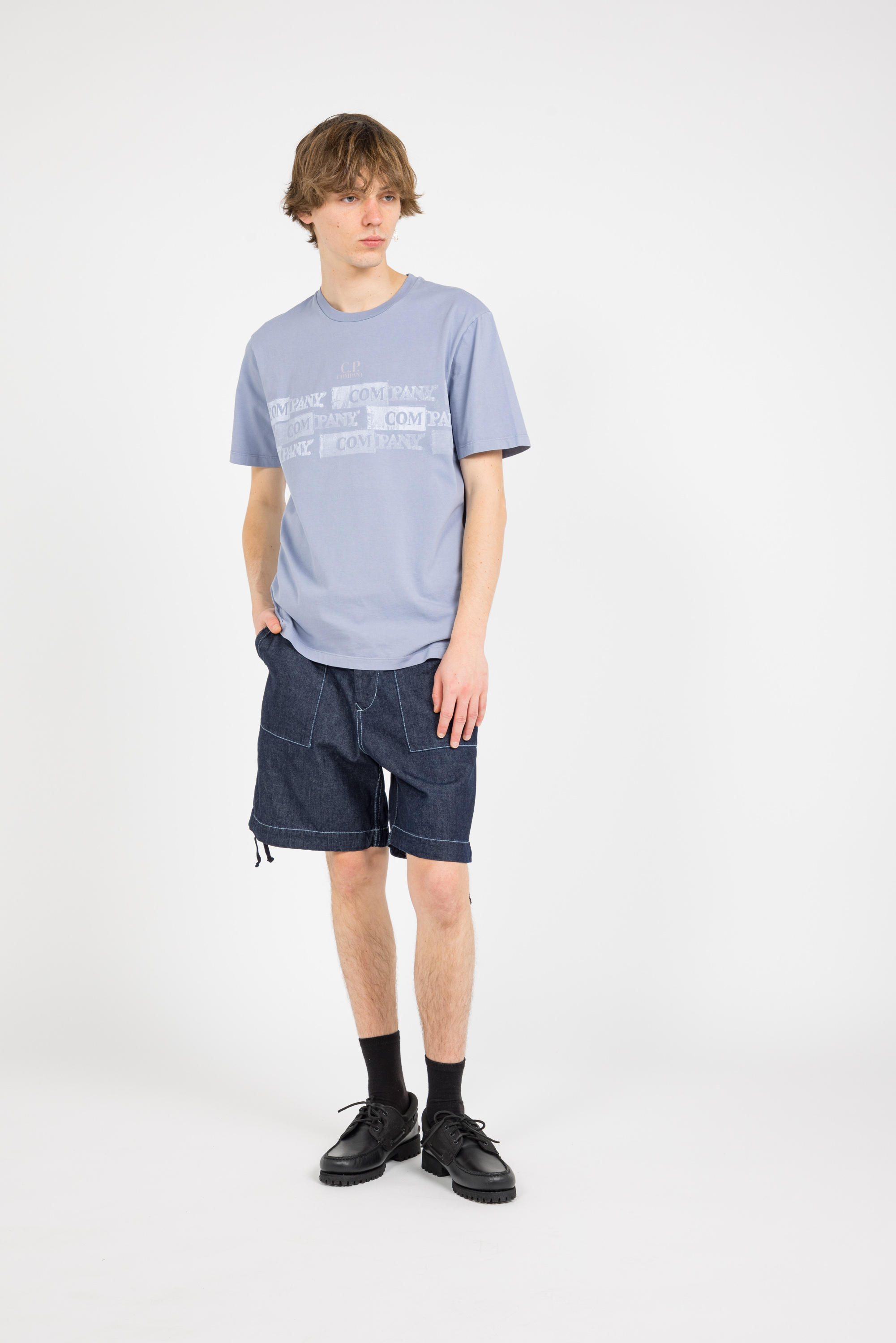 Regular-fit round-neck cotton T-shirt Blue