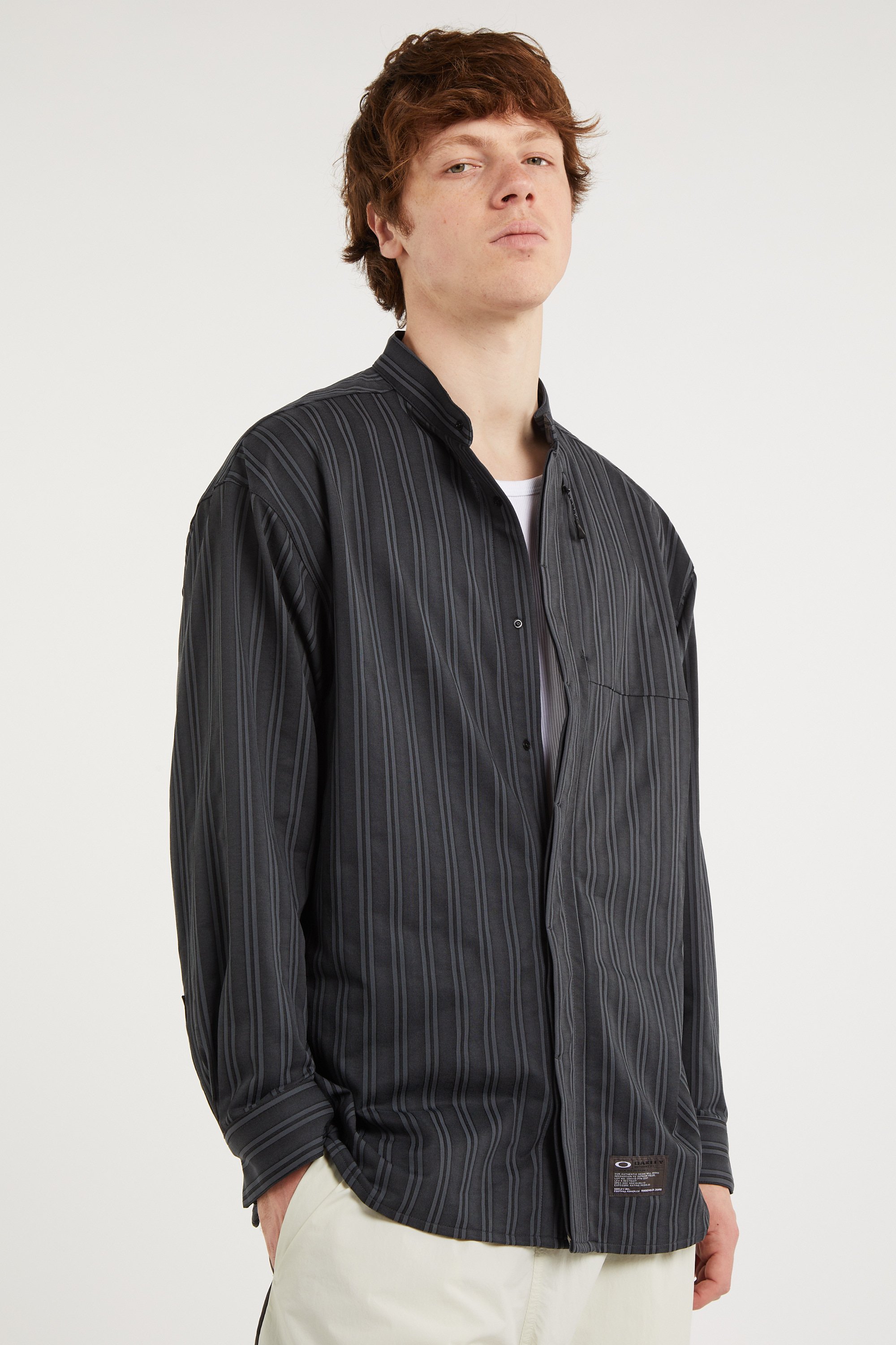 Liam oversized striped shirt  Black