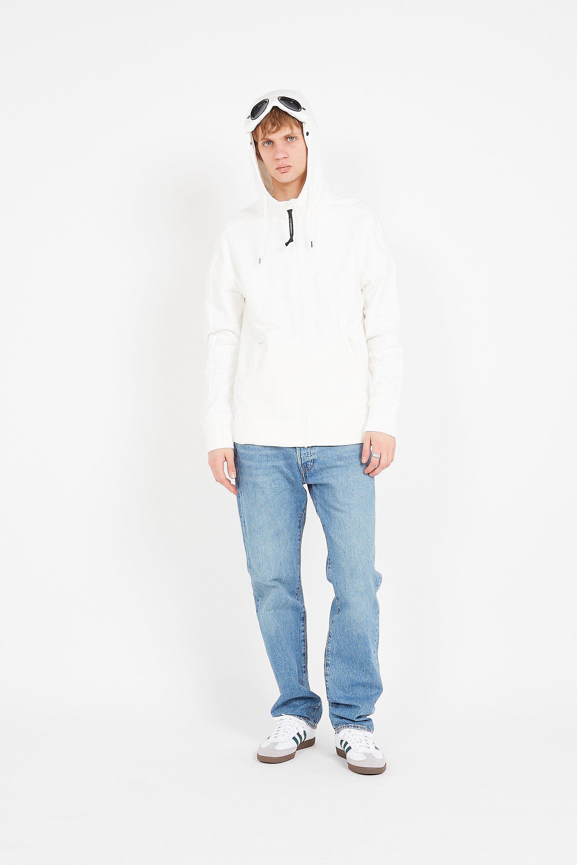 zip-up hoodie | White by C.P. COMPANY zip-up hoodie White