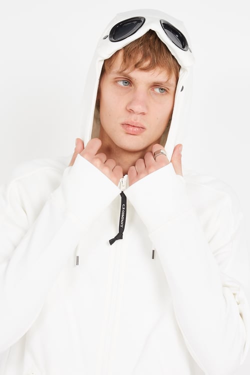 C.P. COMPANY zip-up hoodie White