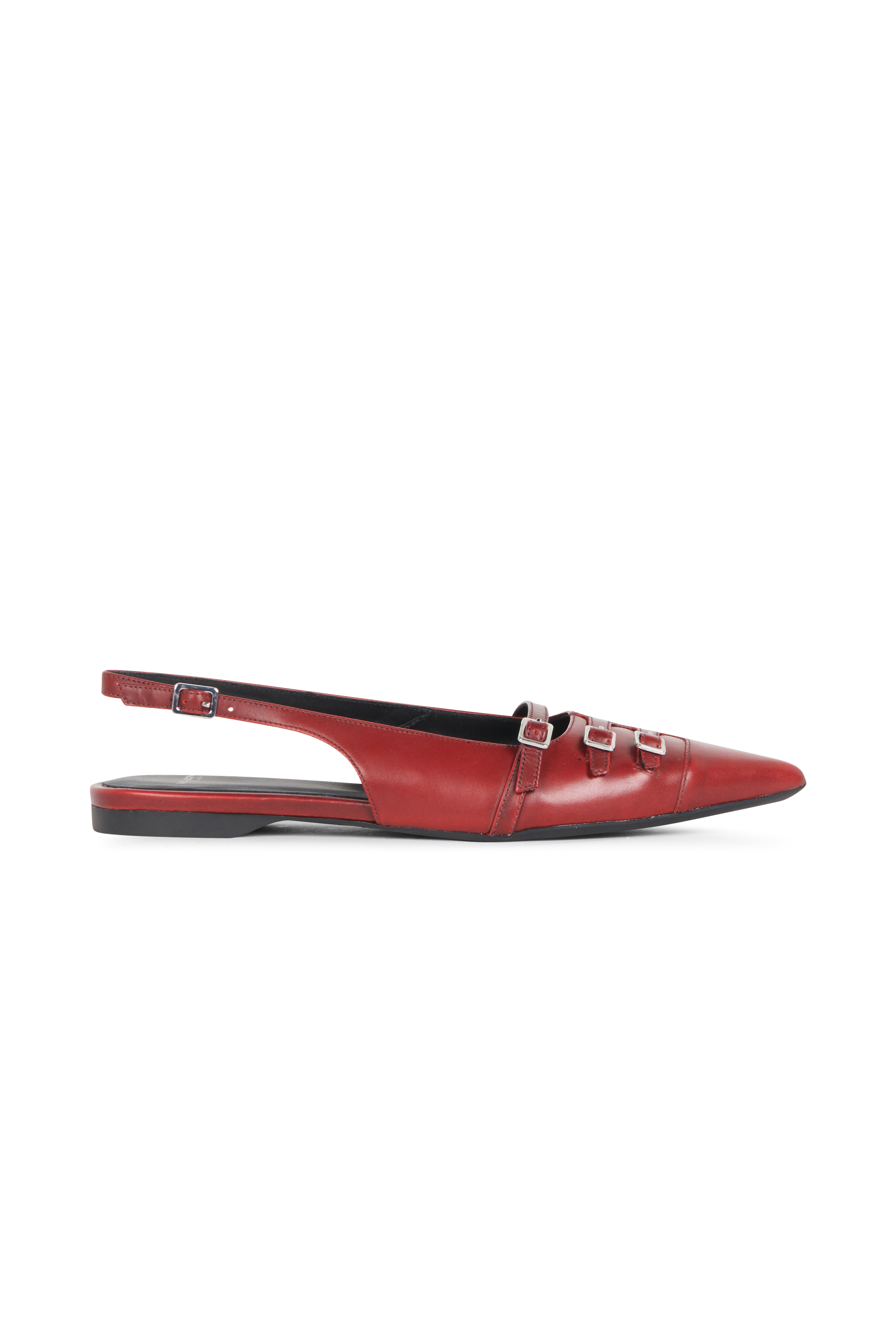 Flat furry sheepskin sandals Red