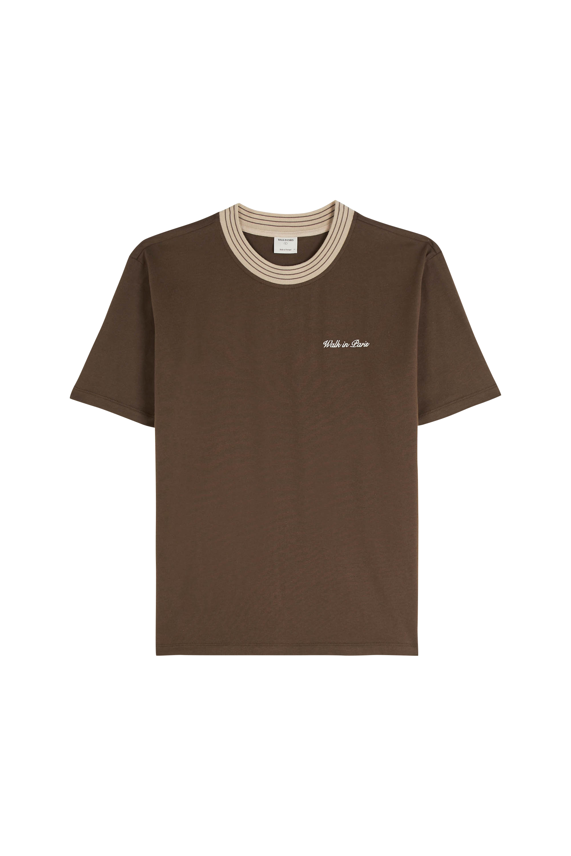 Regular-fit round-neck cotton T-shirt Brown
