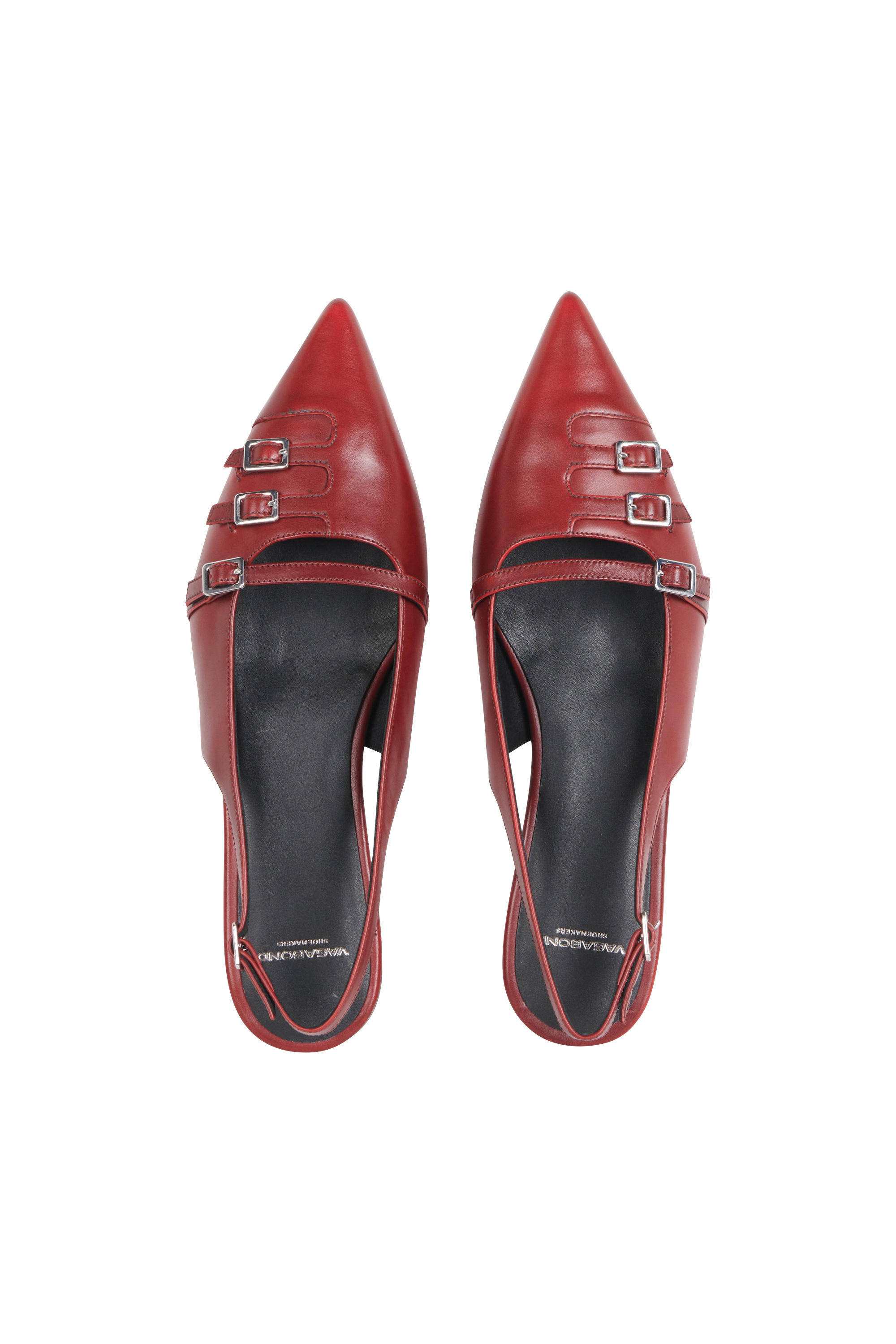 Flat furry sheepskin sandals Red