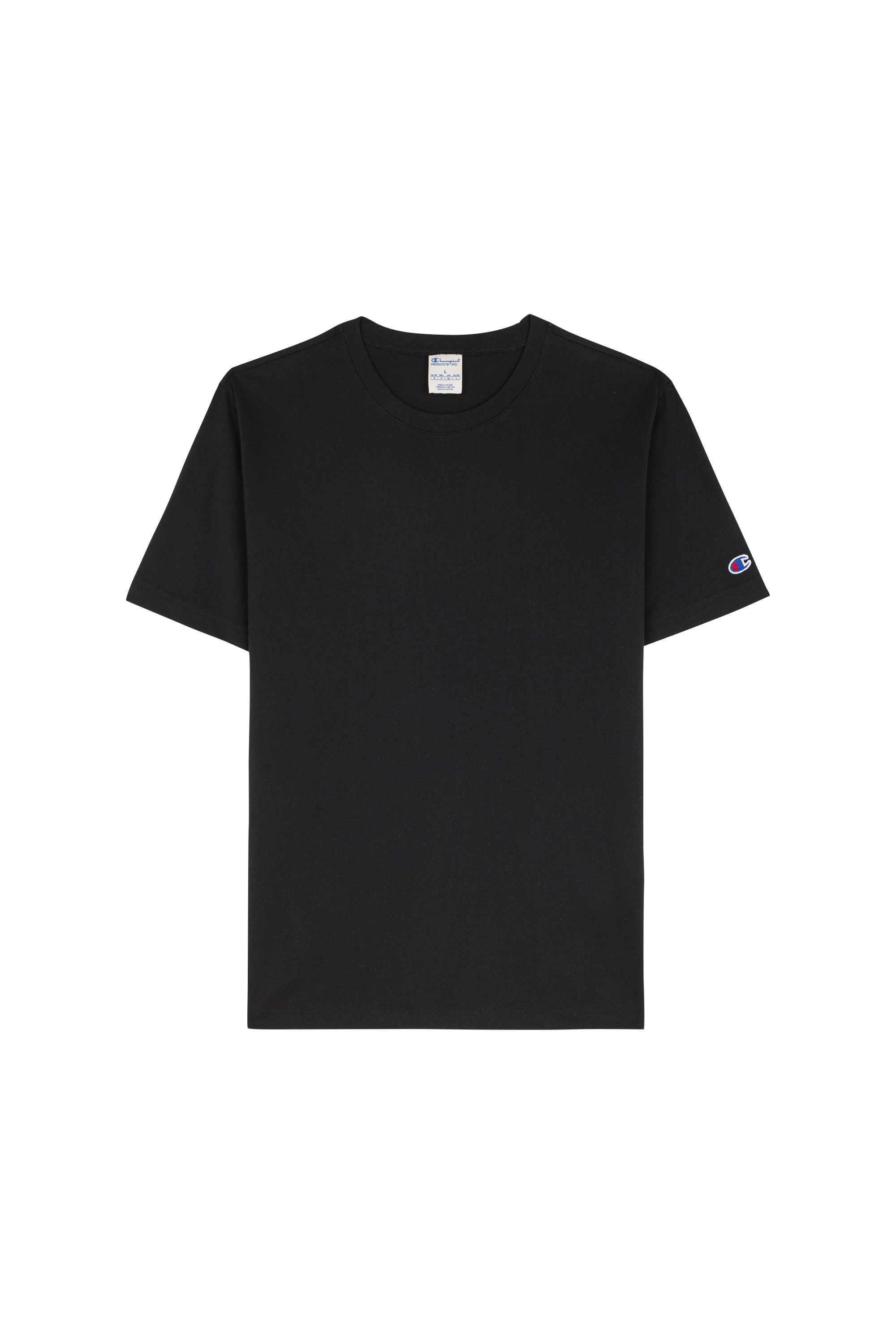 Regular-fit round-neck cotton T-shirt Black