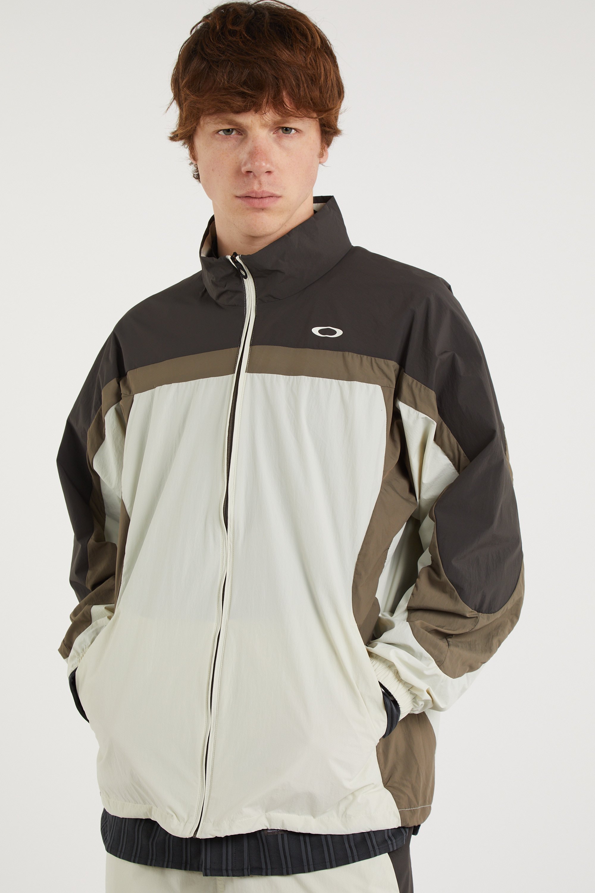 Oversized high-neck jacket Beige