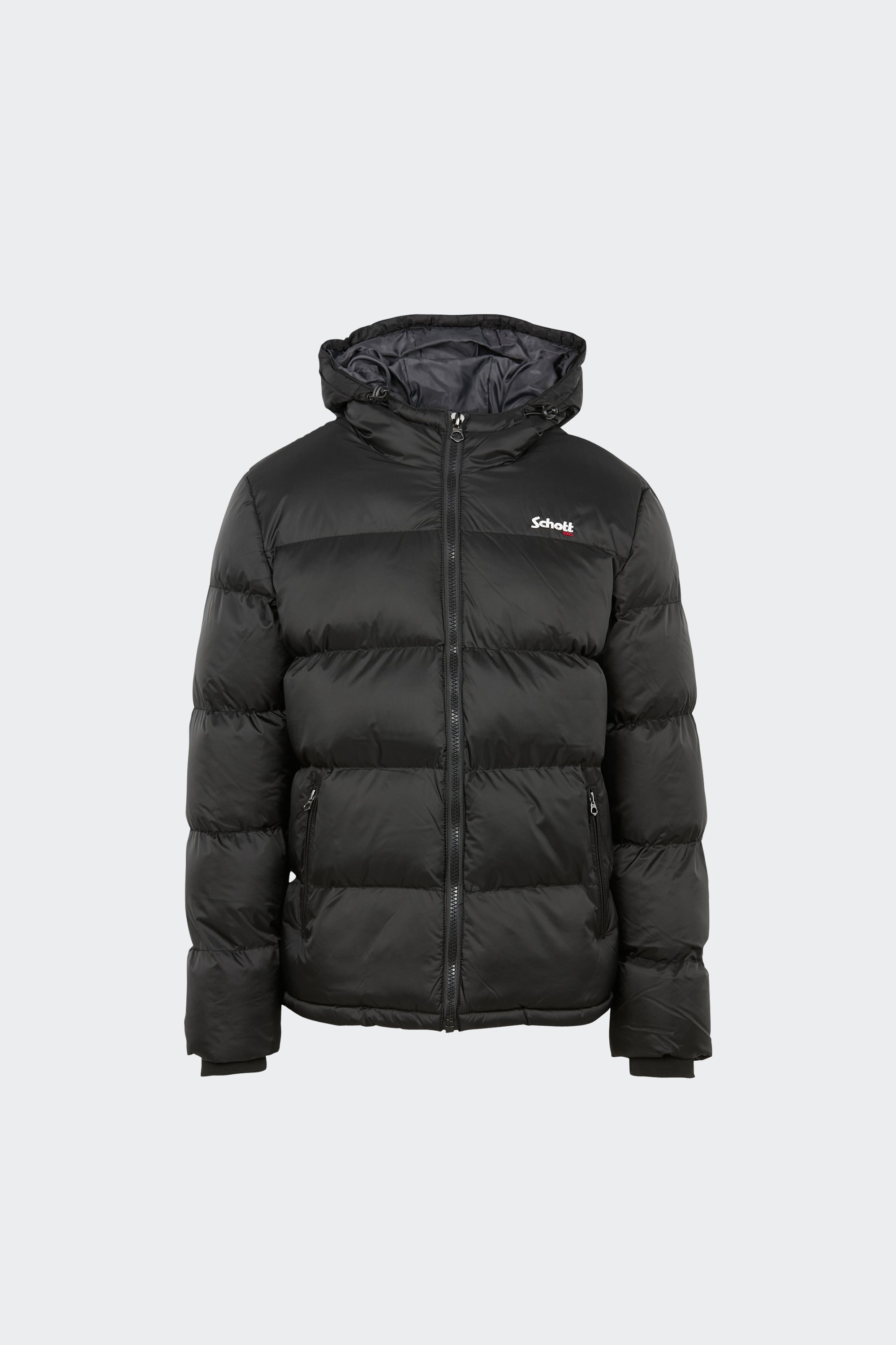 Puffer jacket with hood | Black by SCHOTT Puffer jacket with hood Black