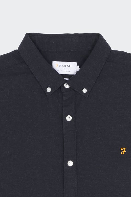 FARAH Chemise col américain slim-fit en coton biologique Bleu