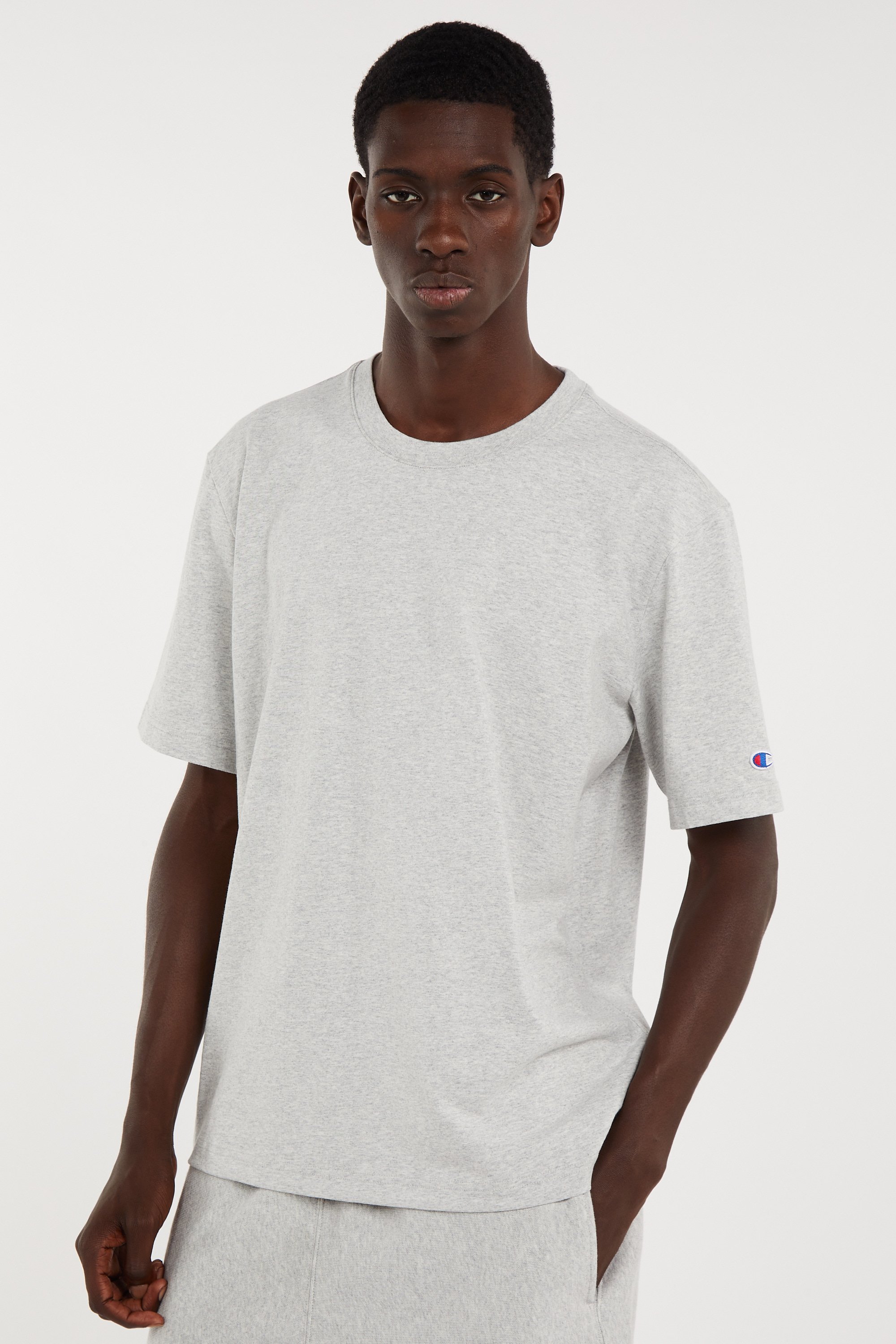 Regular-fit round-neck cotton T-shirt | Grey CHAMPION Men