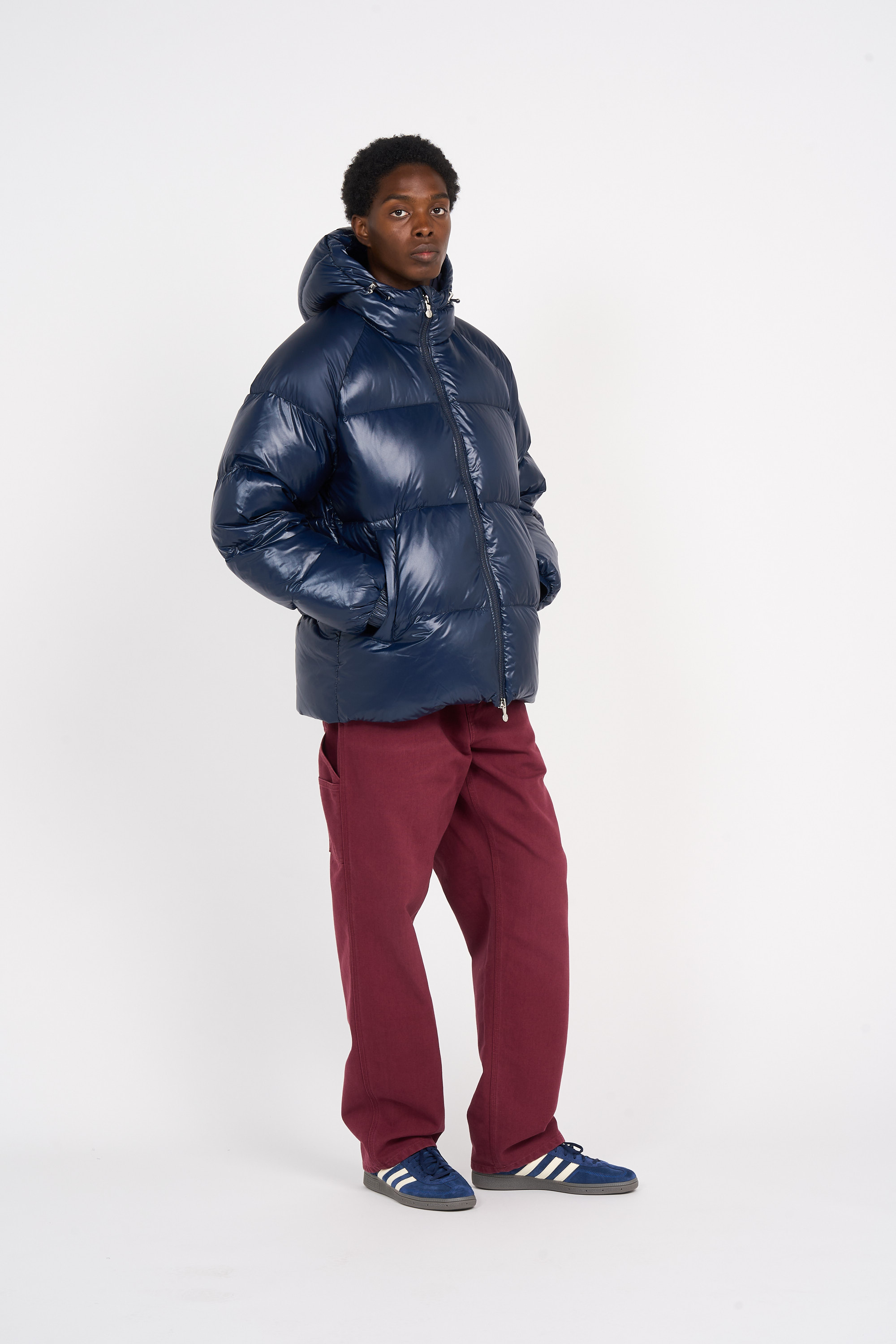 Lightweight quilted padded jacket with high neck Blue