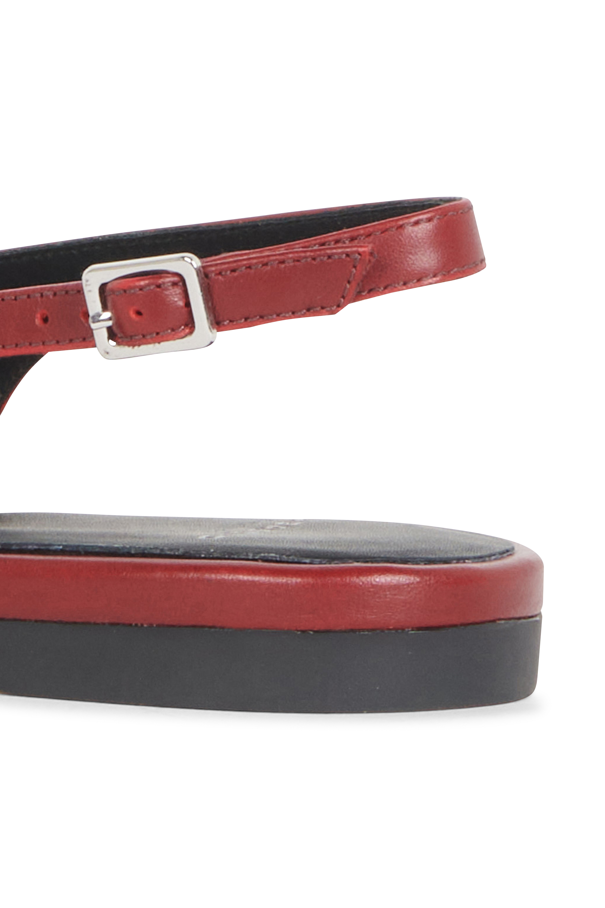 Flat furry sheepskin sandals Red