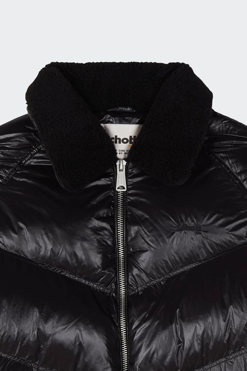 SCHOTT Lightweight quilted padded jacket with high neck Black