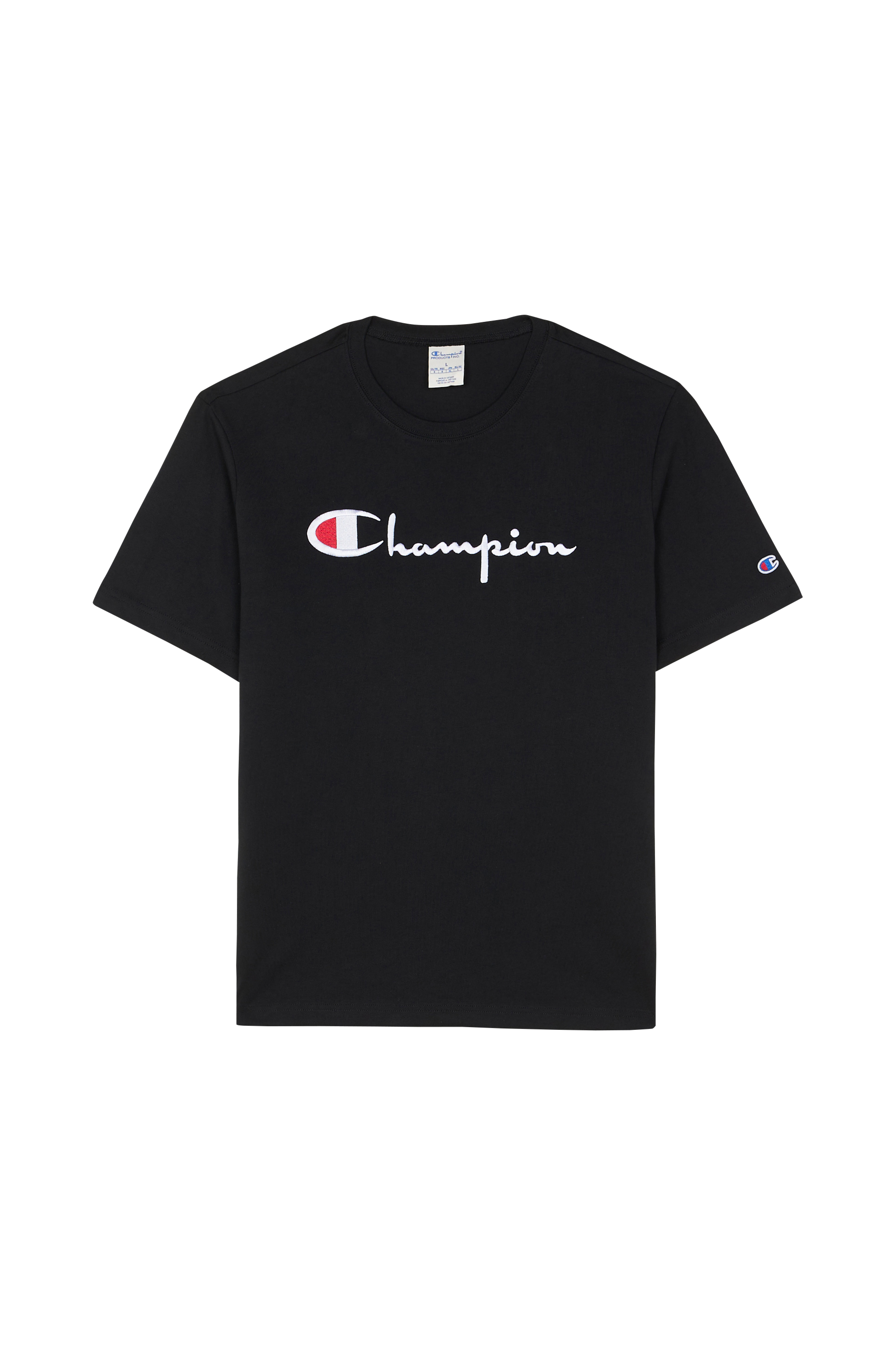 Regular-fit round-neck cotton T-shirt Black