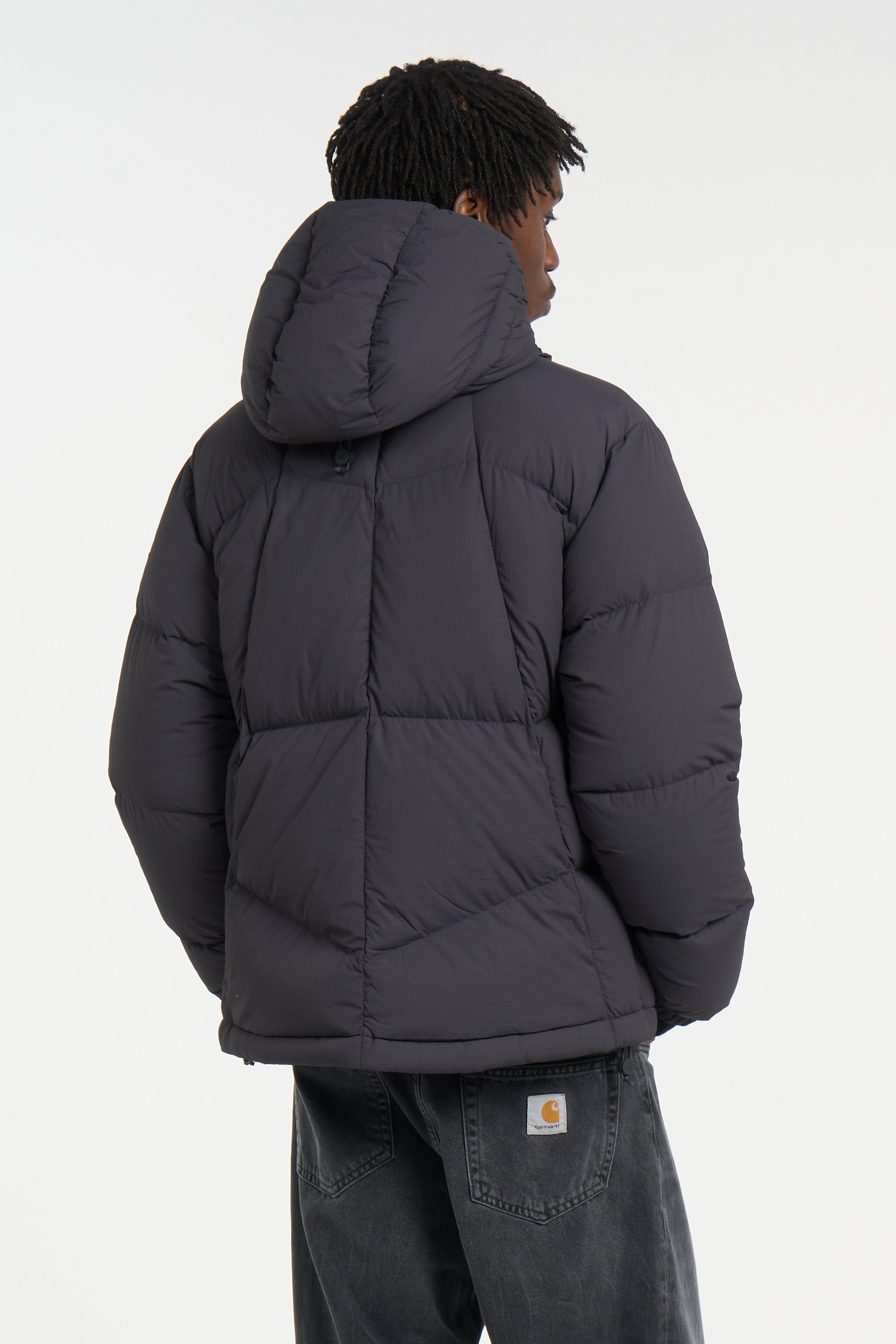Zipped high-neck colorblock padded jacket with hood | Black K-WAY Men