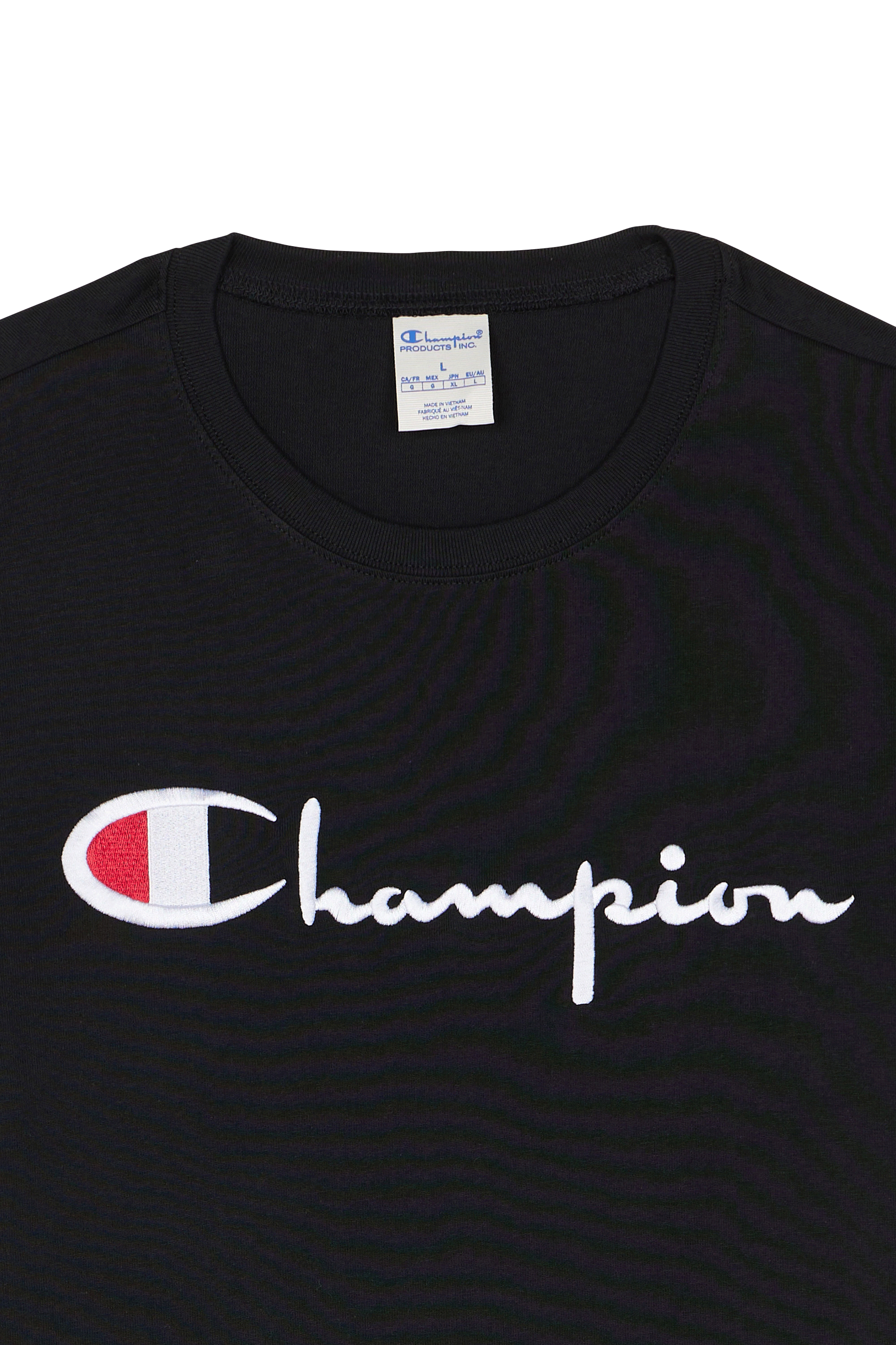 Regular-fit round-neck cotton T-shirt Black