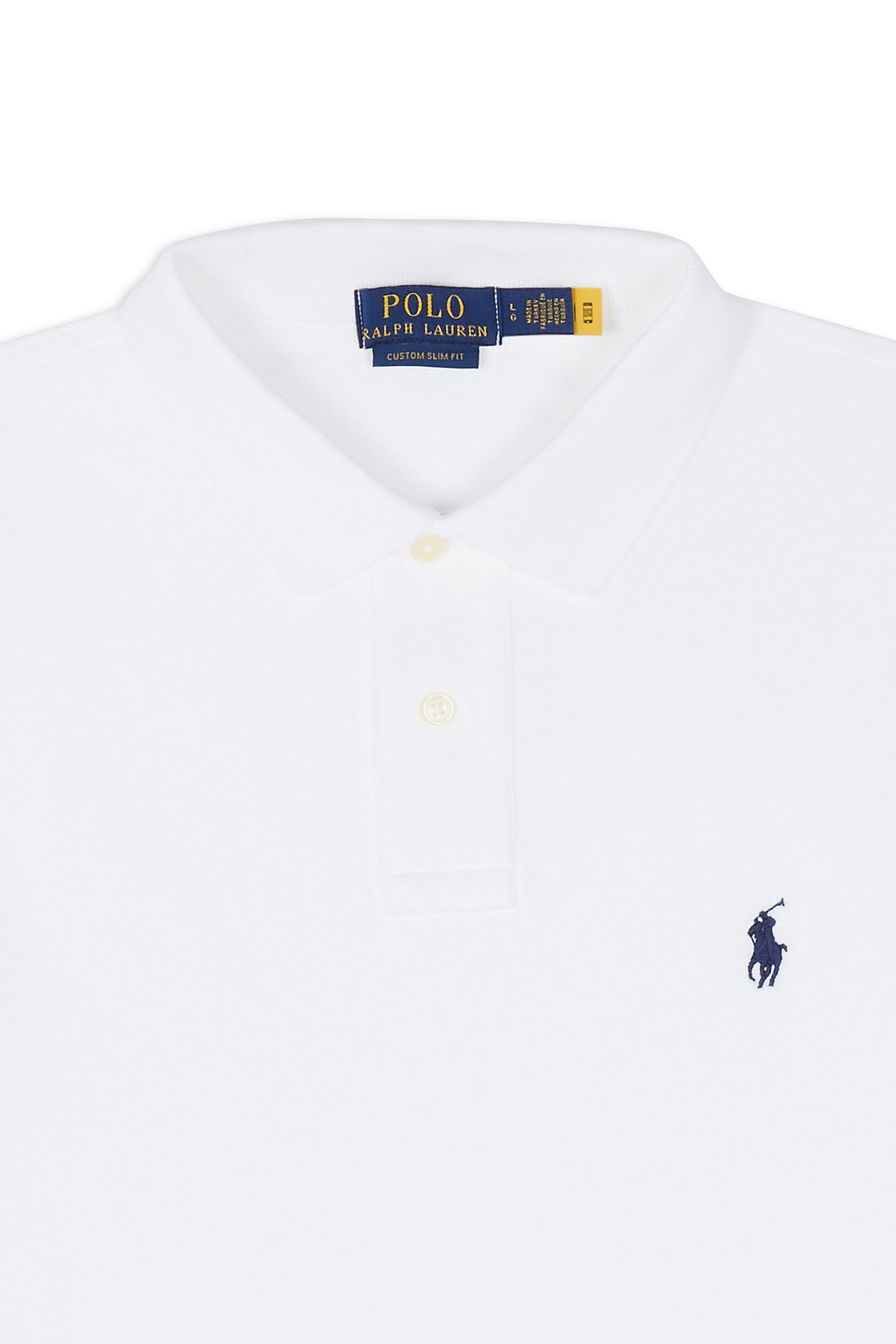 Slim-fit cotton piqué polo shirt with long sleeves White