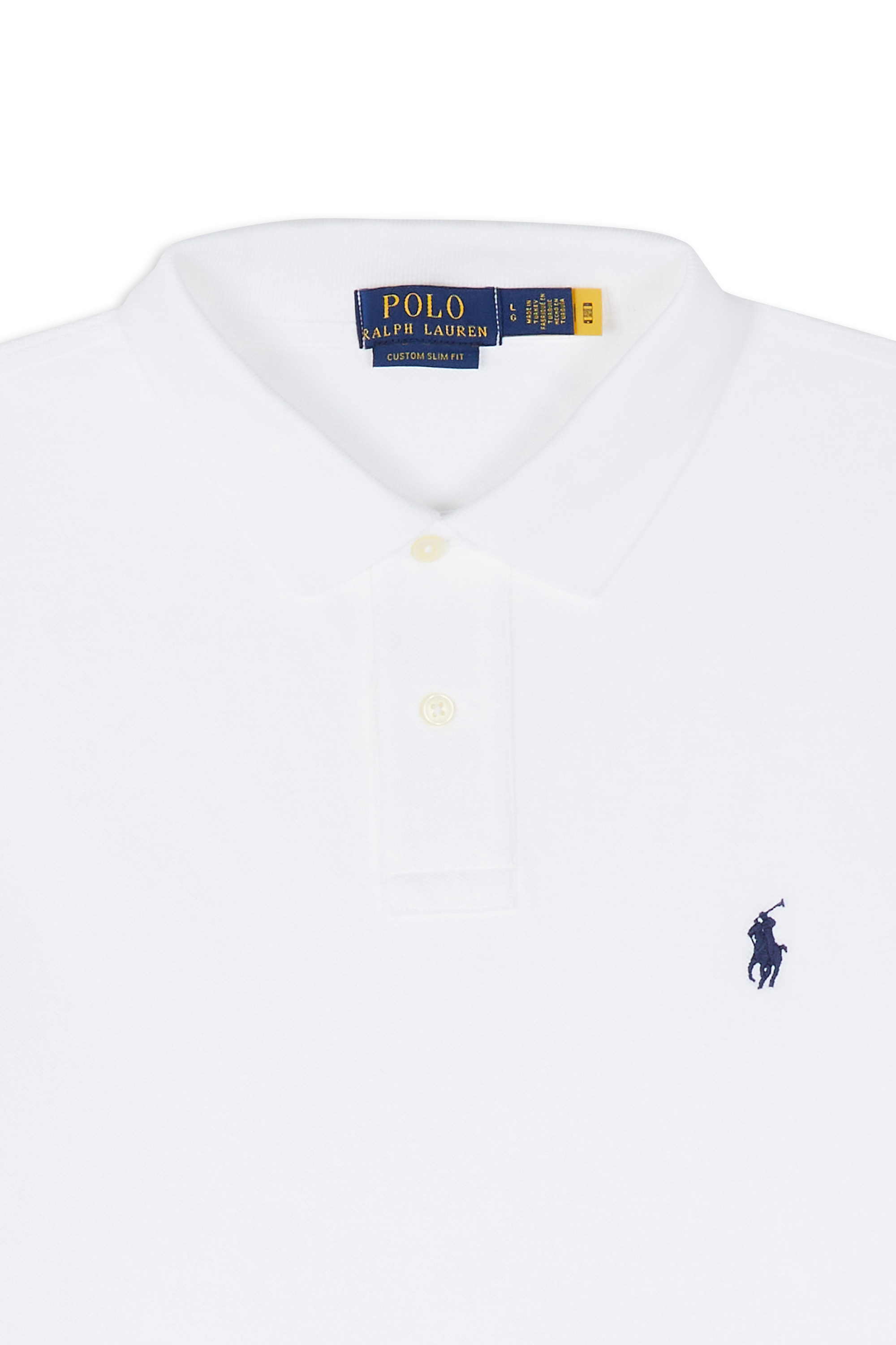 Slim-fit cotton piqué polo shirt with long sleeves White
