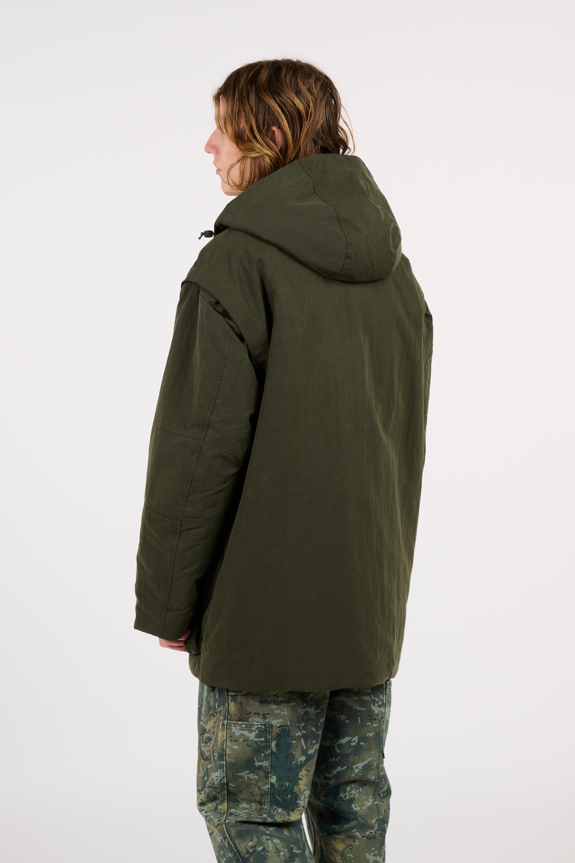 Lightweight quilted padded jacket with high neck Khaki