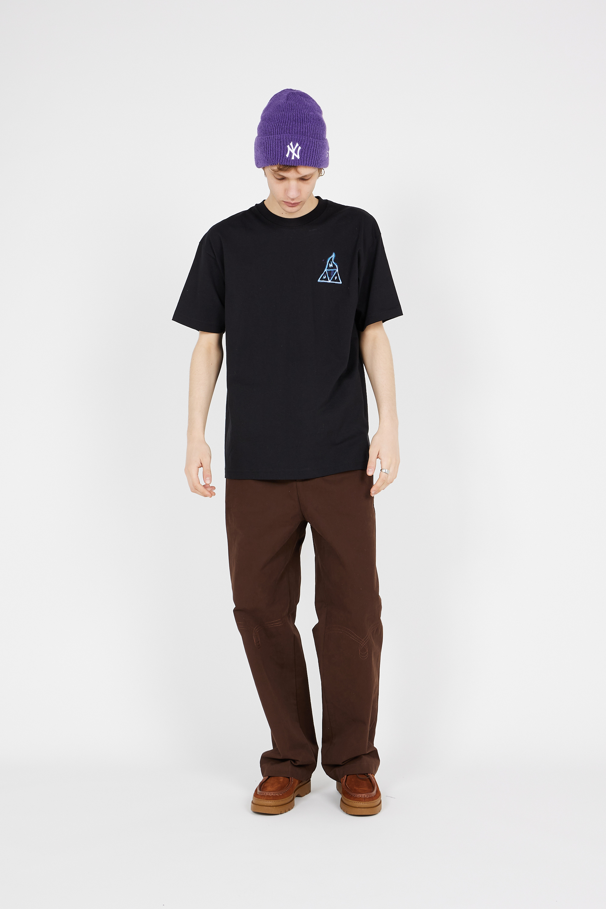 Regular-fit round-neck cotton T-shirt Black