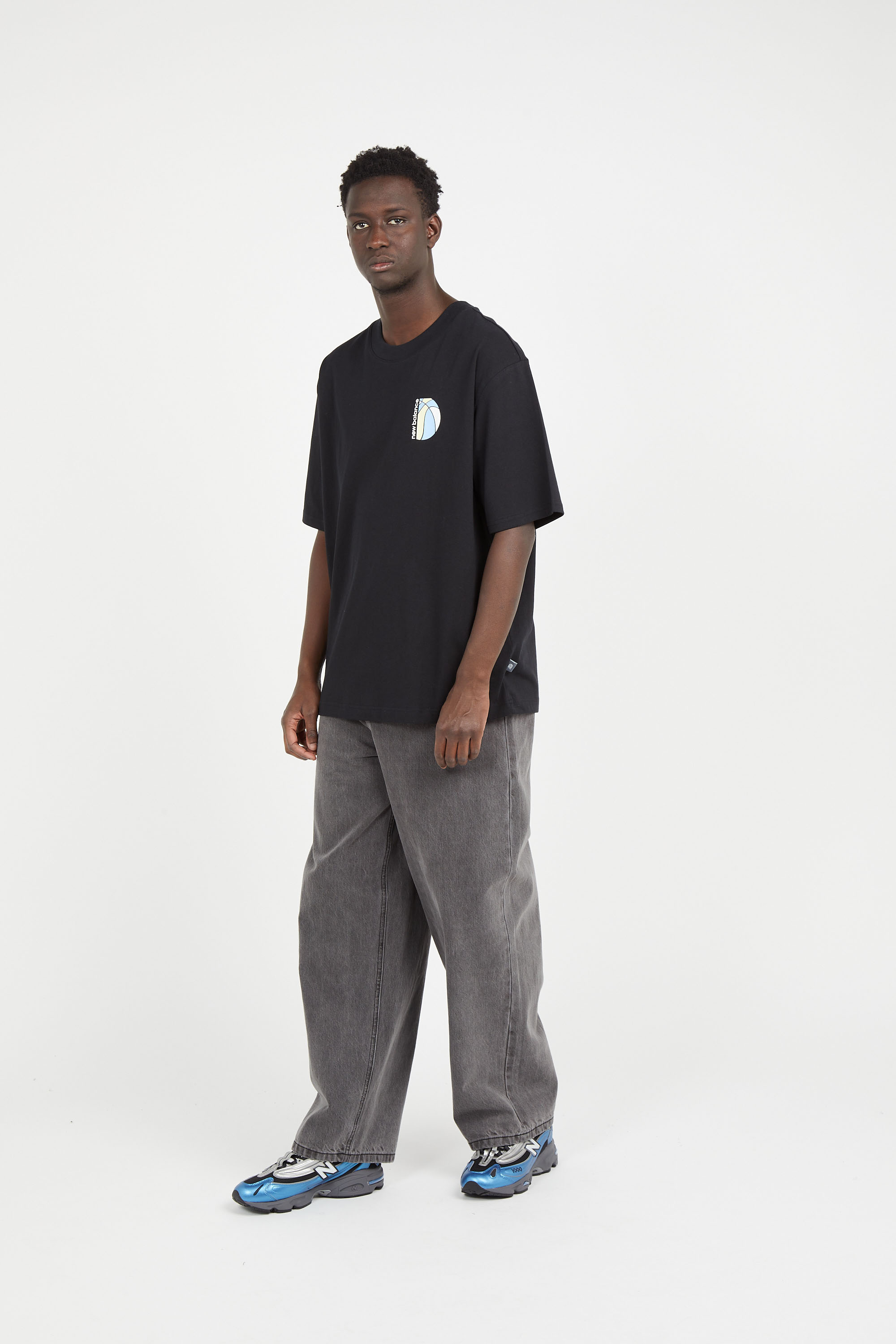 Regular-fit round-neck cotton T-shirt Black