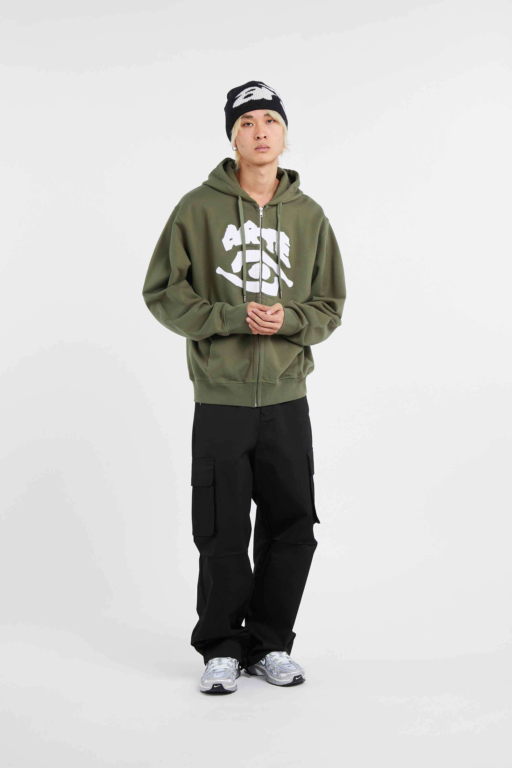 Hoodie zippé Kaki