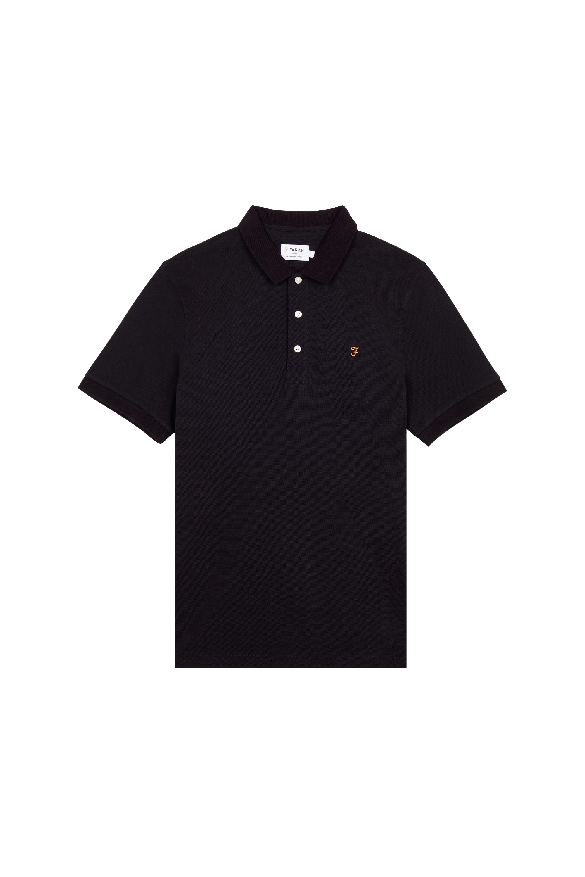 Short-sleeved organic cotton polo Black