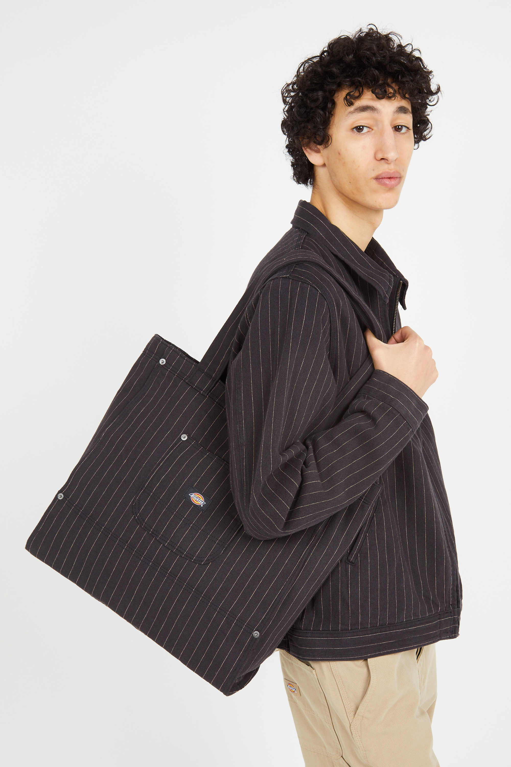 Straight checked wool-blend pants Black