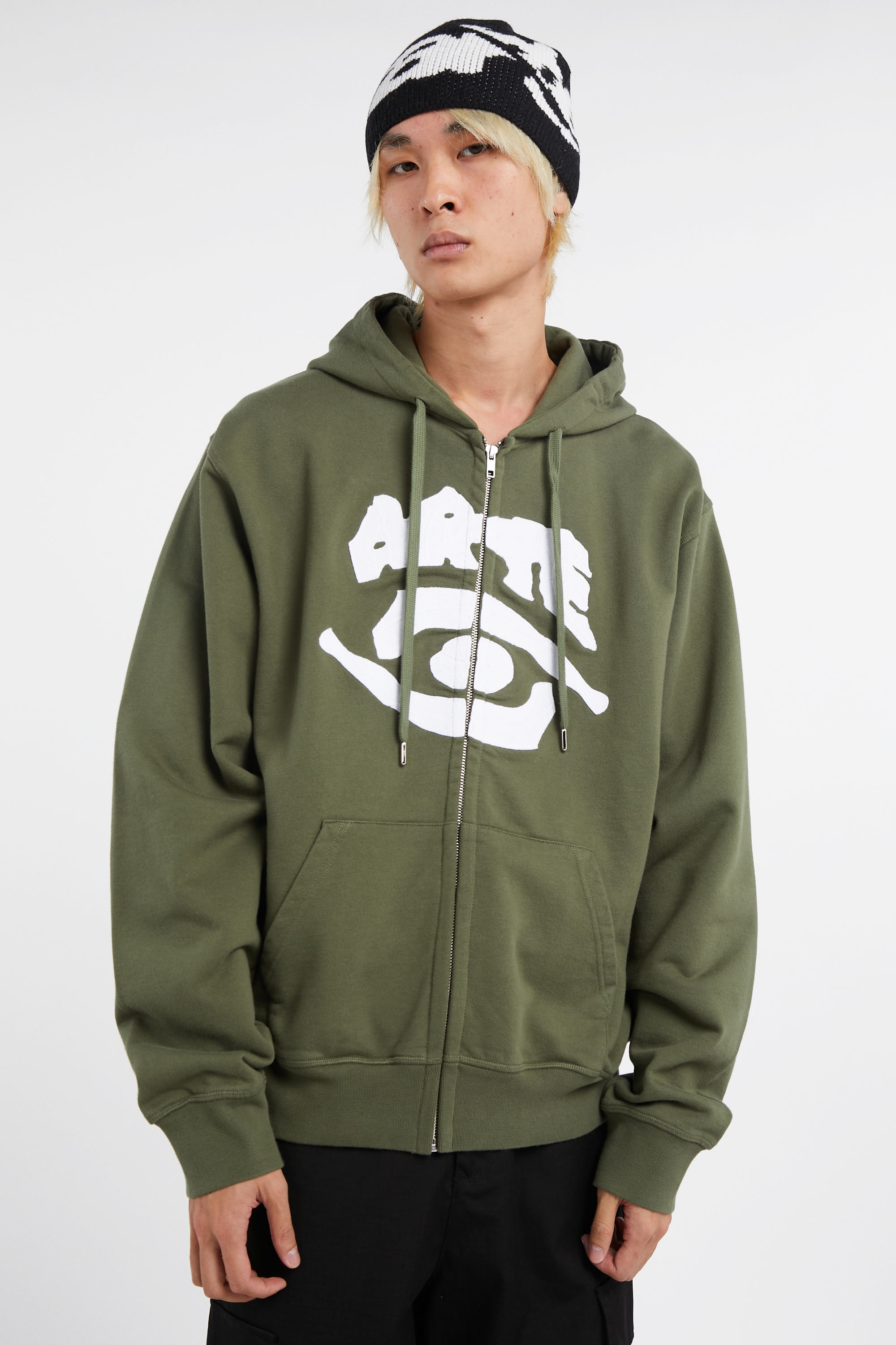 Hoodie zippé Kaki