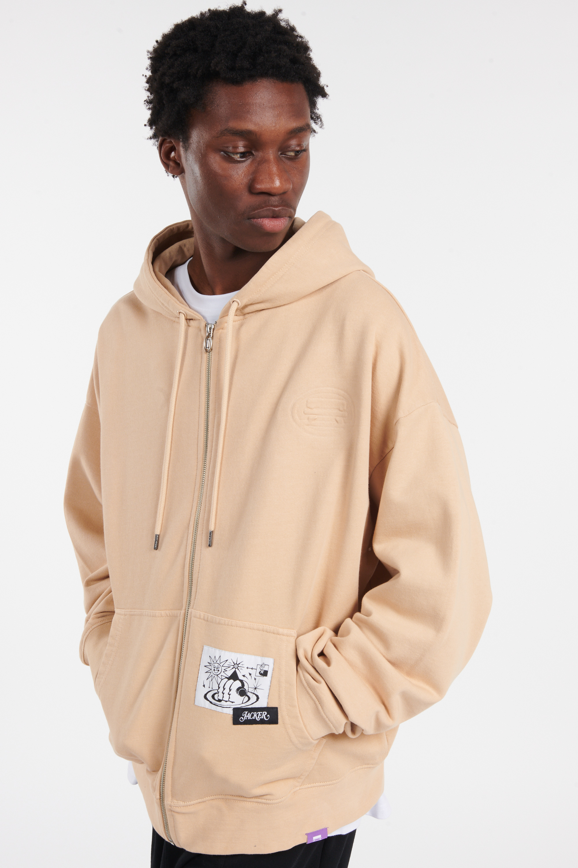 Hoodie zippé Beige