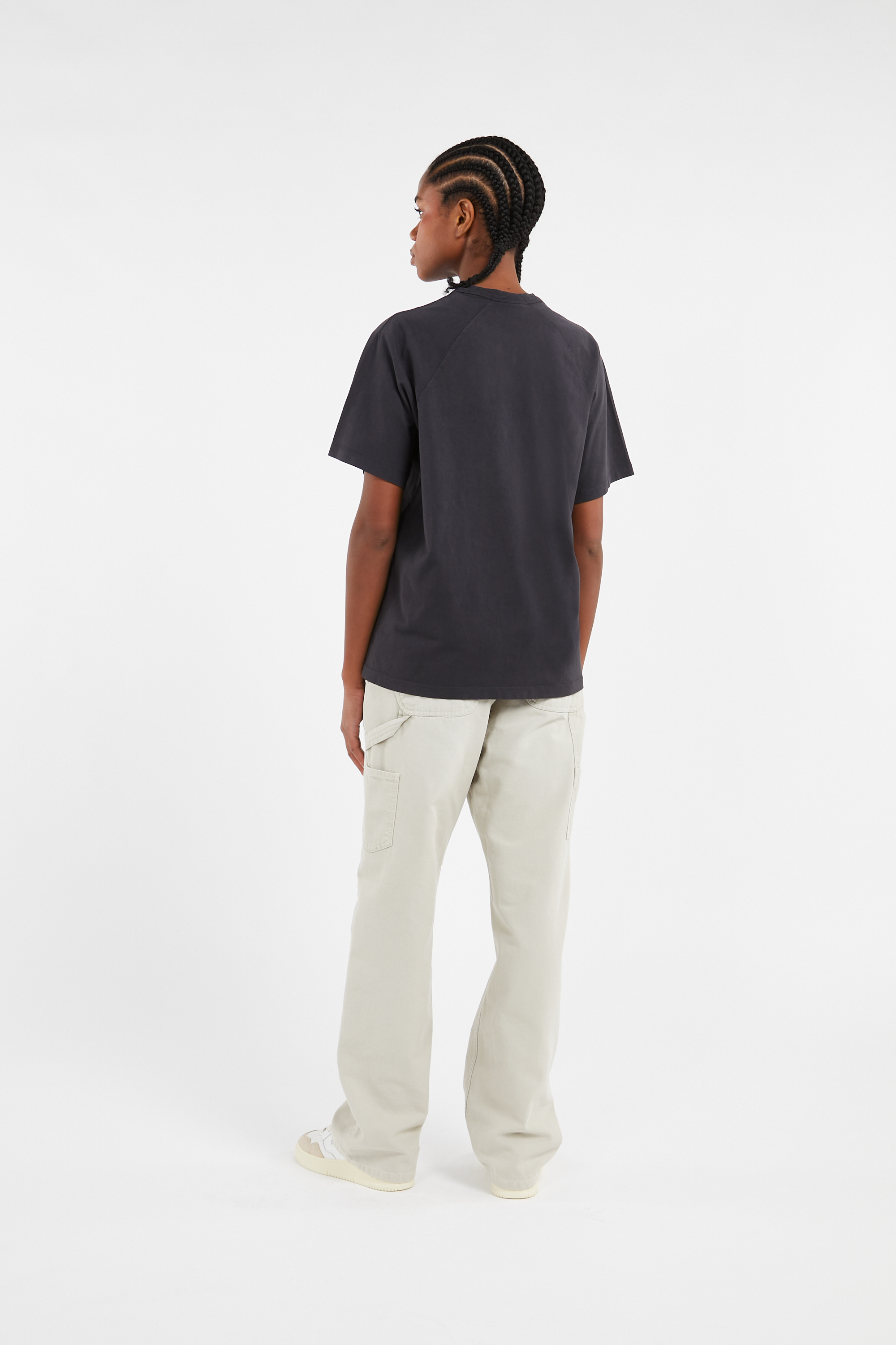 Regular-fit round-neck cotton T-shirt Black