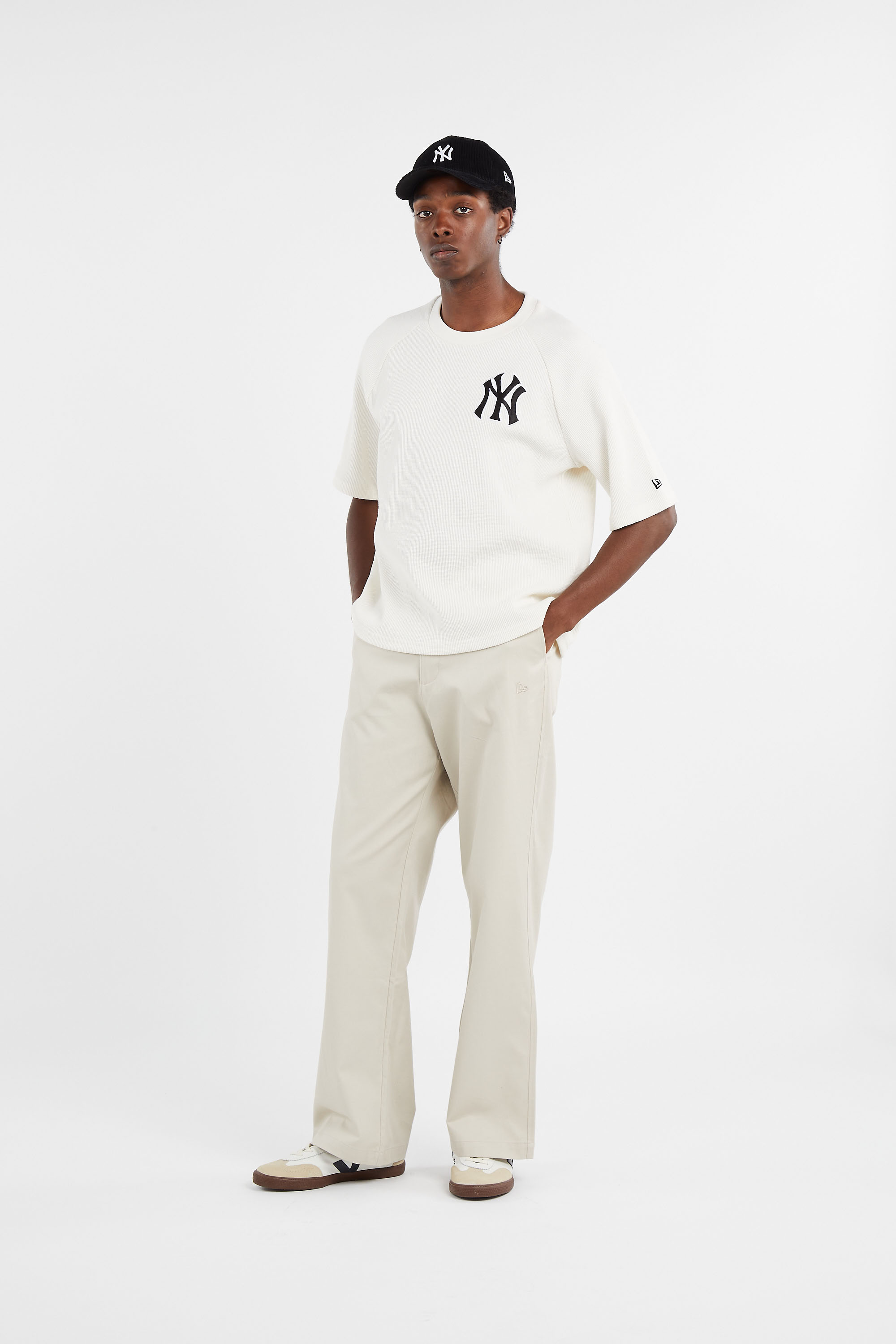 Regular-fit round-neck cotton T-shirt Beige