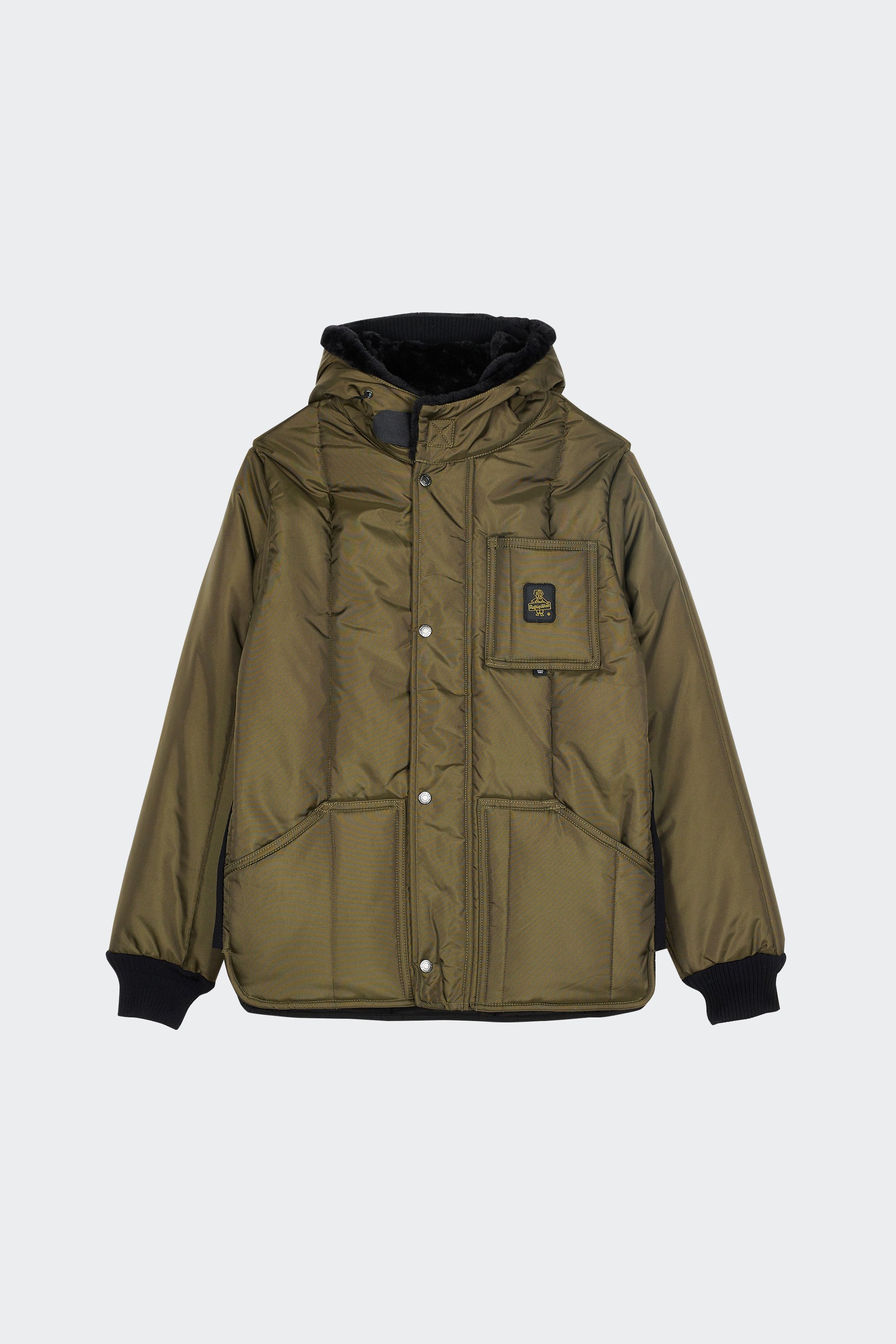 Printed raincoat with hood | Khaki by REFRIGIWEAR Printed raincoat with hood Khaki