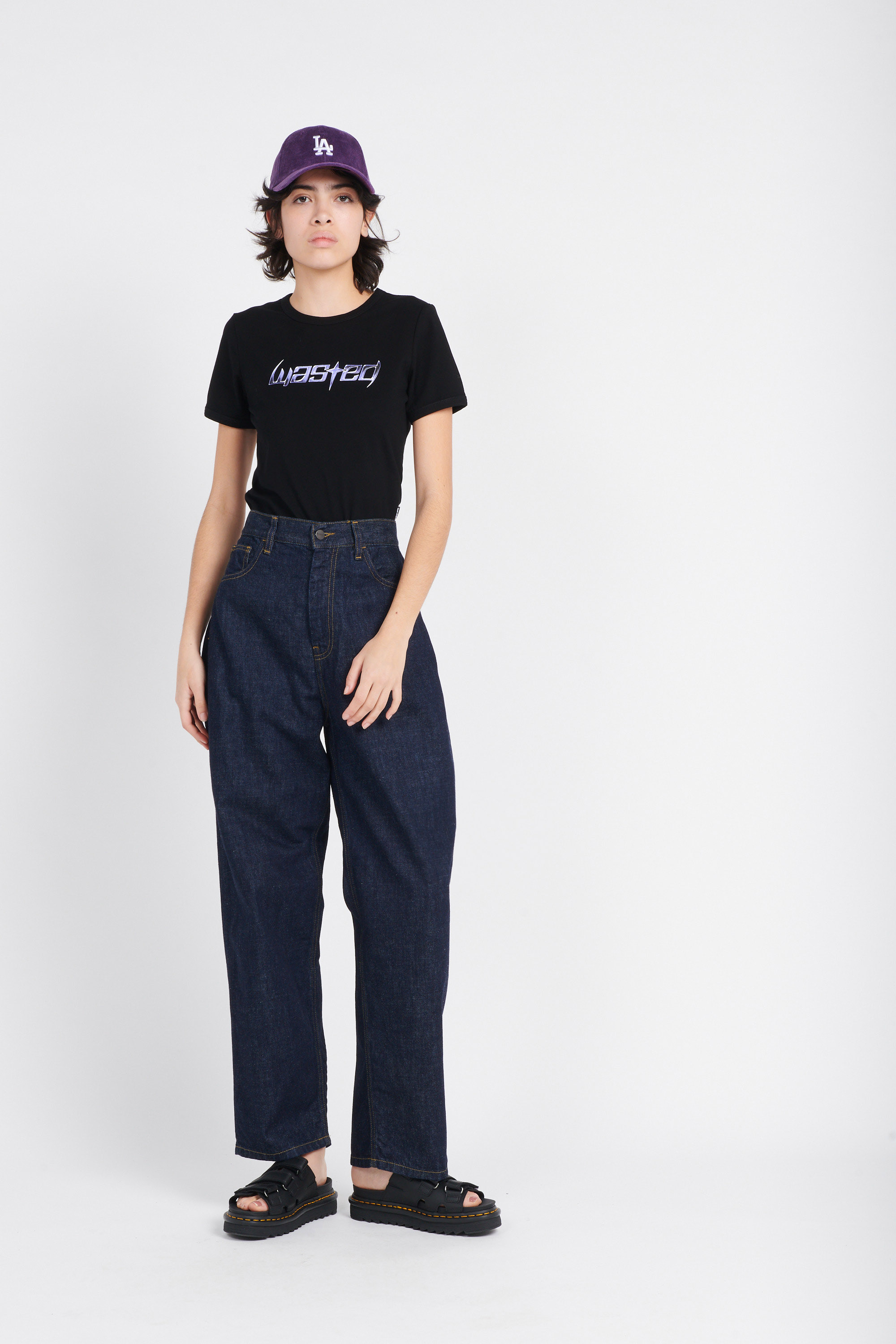 Regular-fit round-neck cotton T-shirt Black