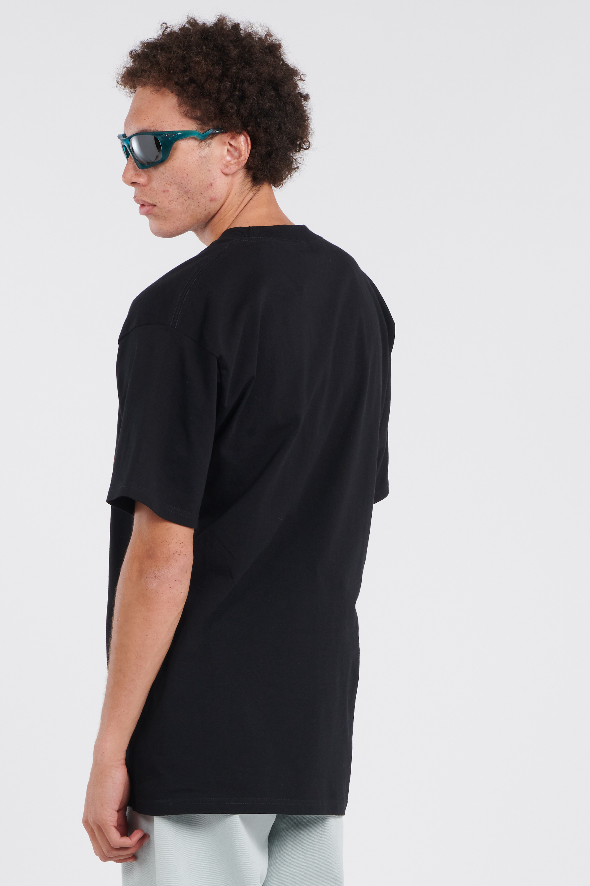 Regular-fit round-neck cotton T-shirt Black
