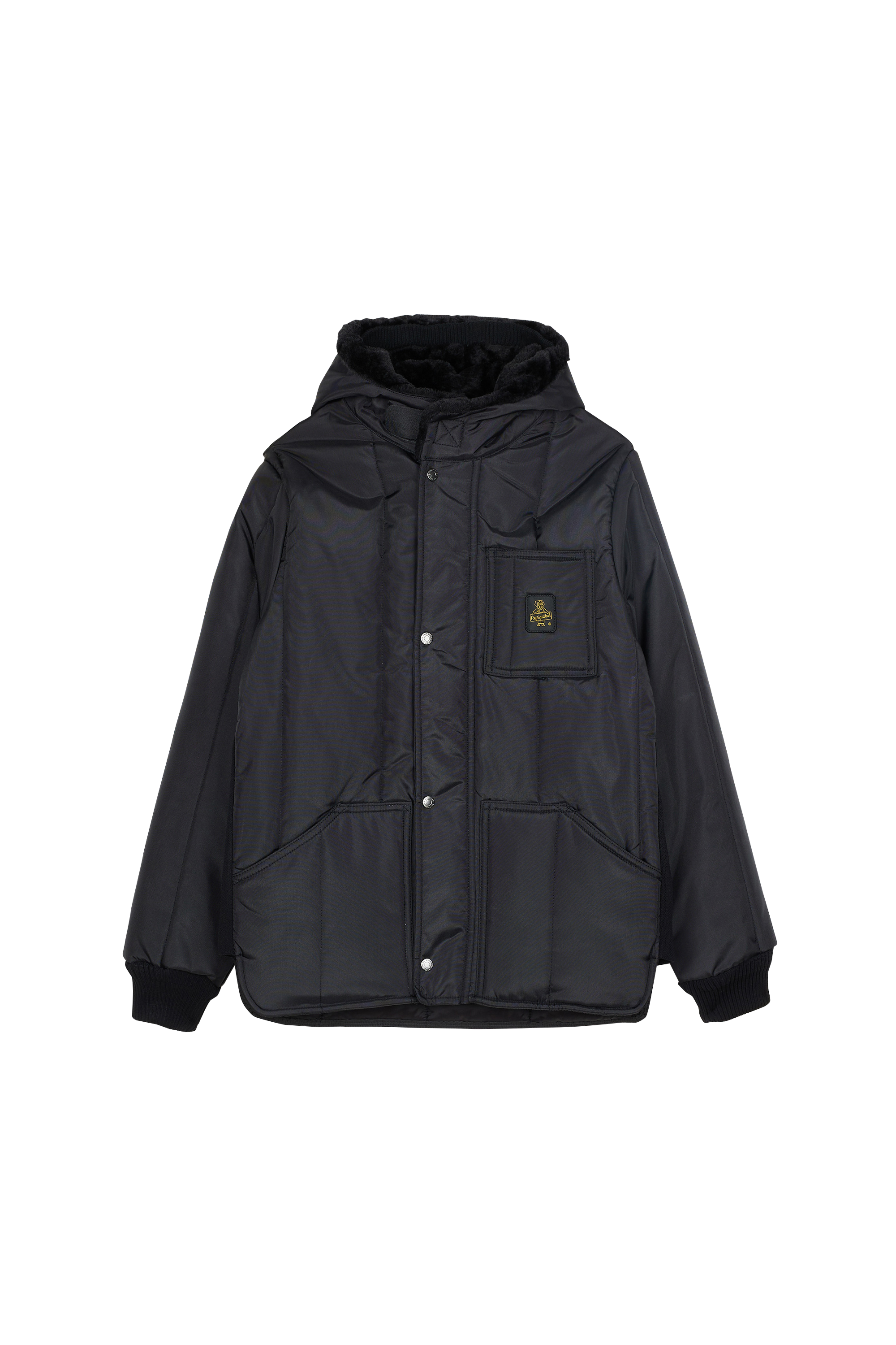 Printed raincoat with hood Black