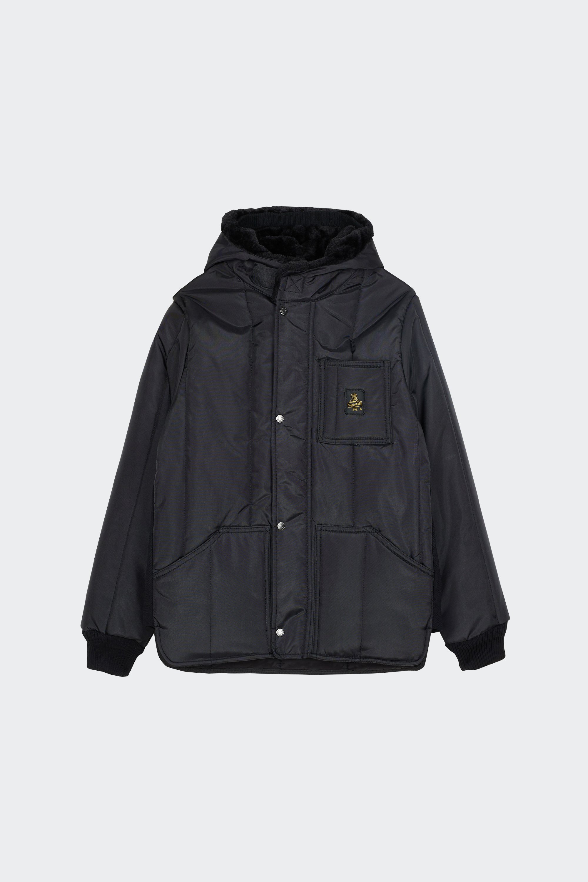 Printed raincoat with hood | Black by REFRIGIWEAR Printed raincoat with hood Black