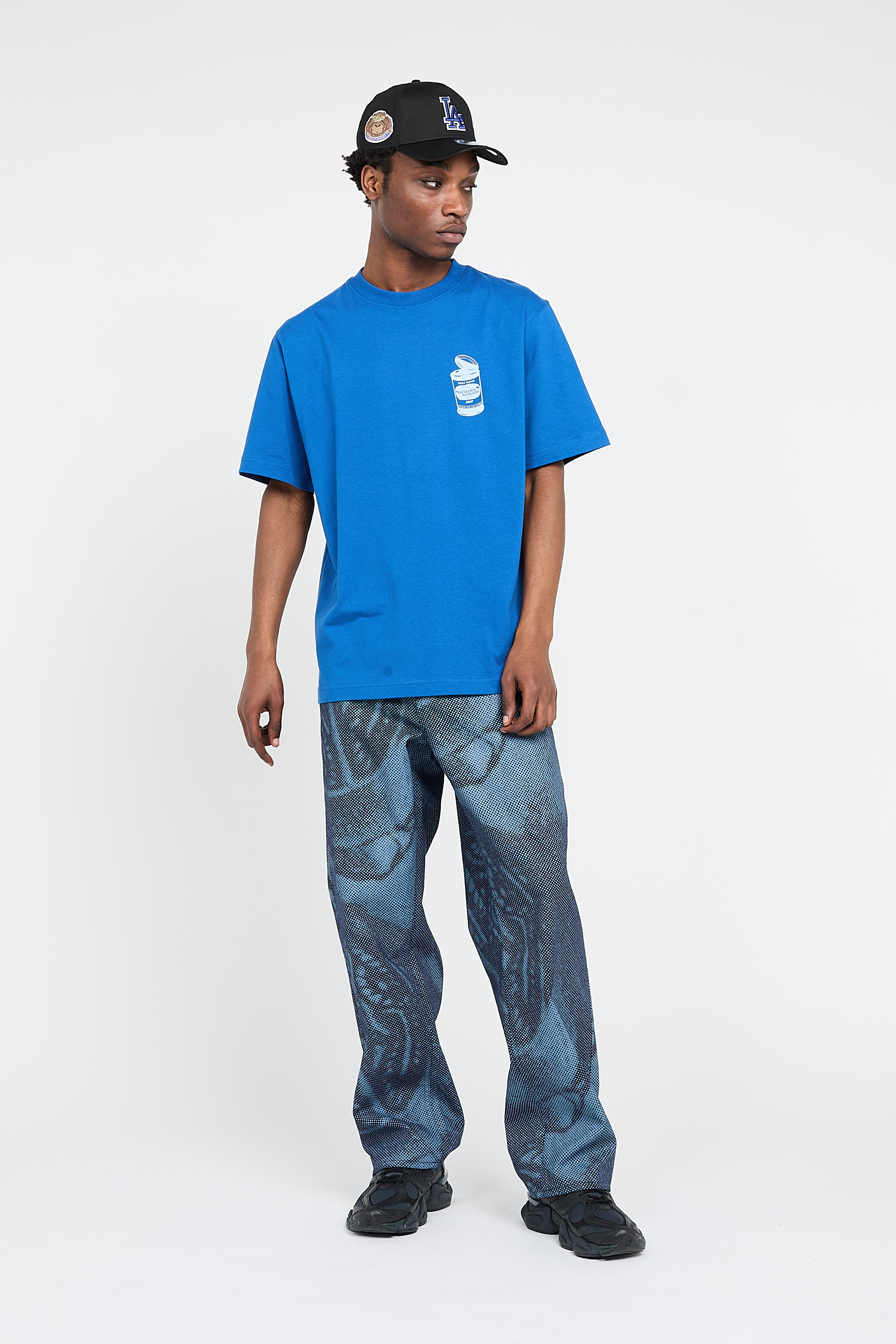 Regular-fit round-neck cotton T-shirt Blue