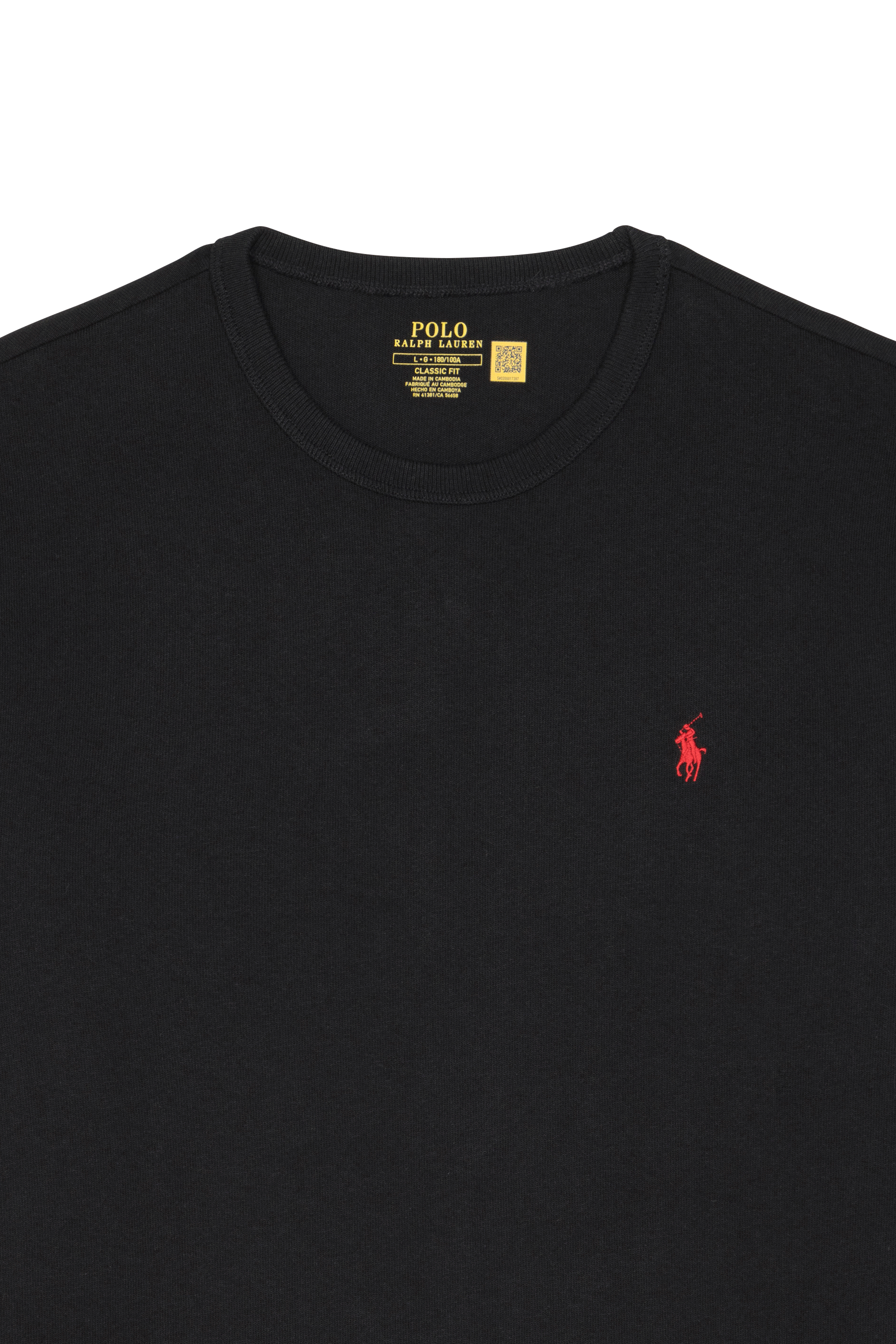 Regular-fit round-neck cotton T-shirt Black