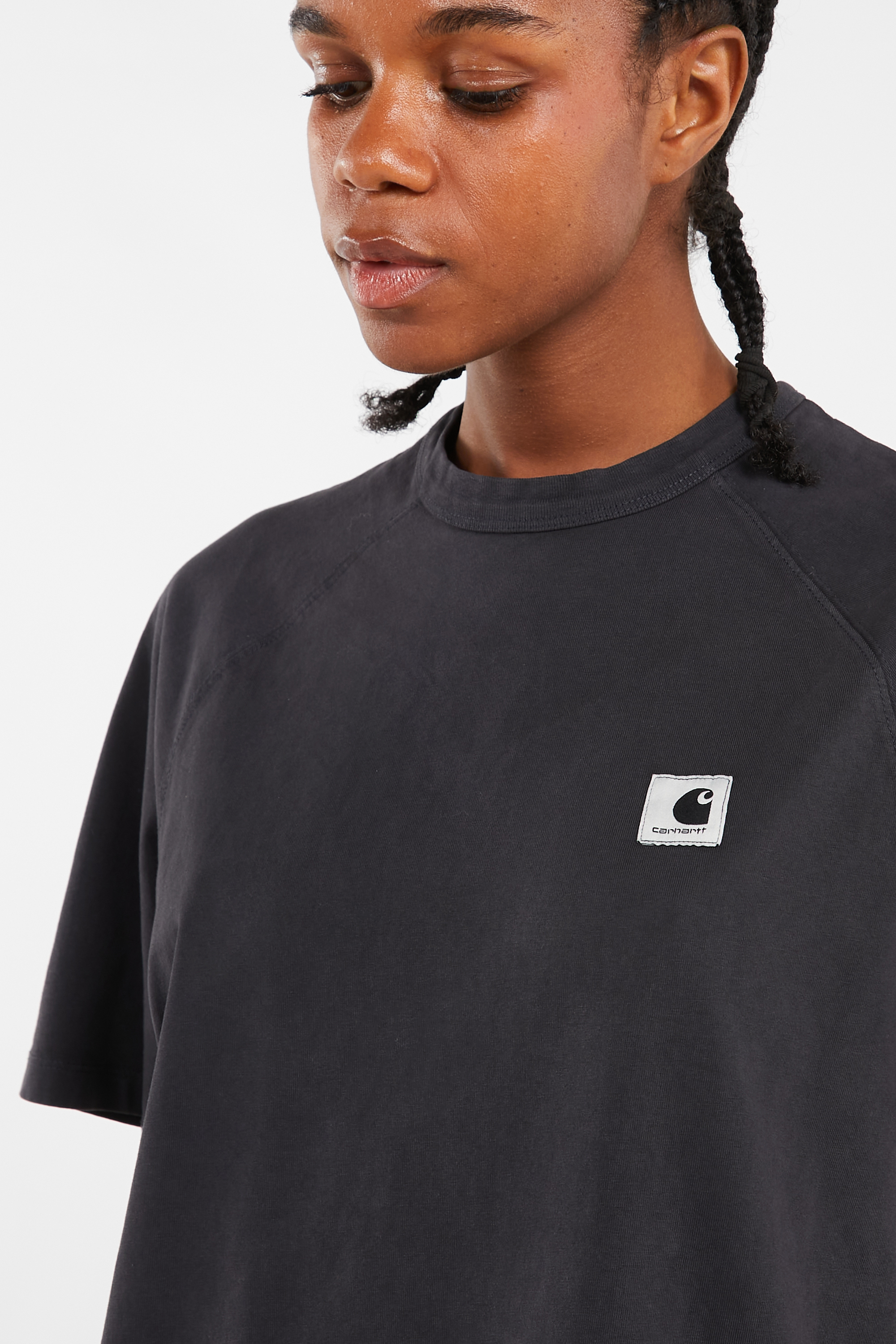 Regular-fit round-neck cotton T-shirt Black