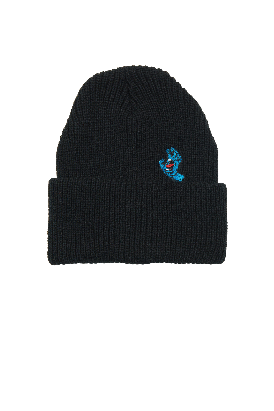 Embroidered rib-knit beanie Black