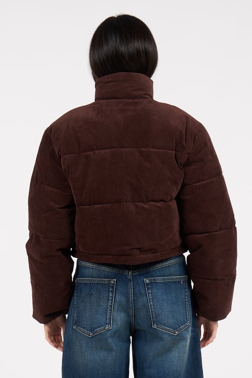 TOMMY JEANS Lightweight quilted padded jacket with high neck Brown