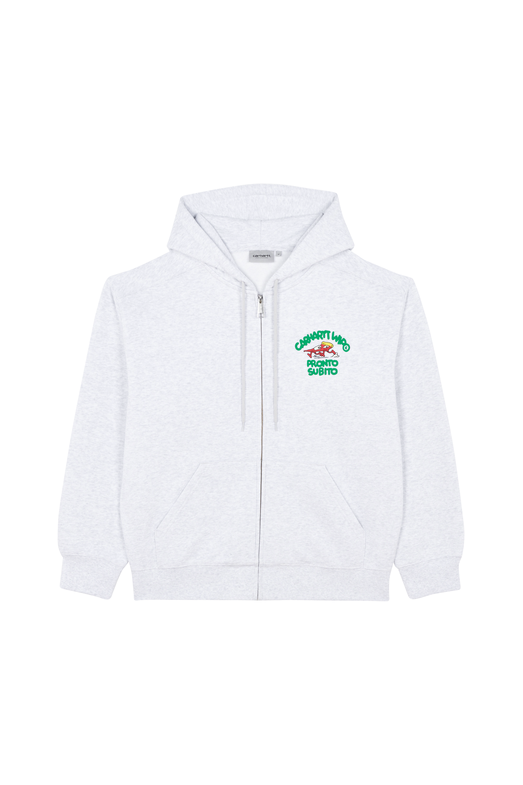 Regular-fit zip-up cotton-blend hoodie with Pony Player Grey