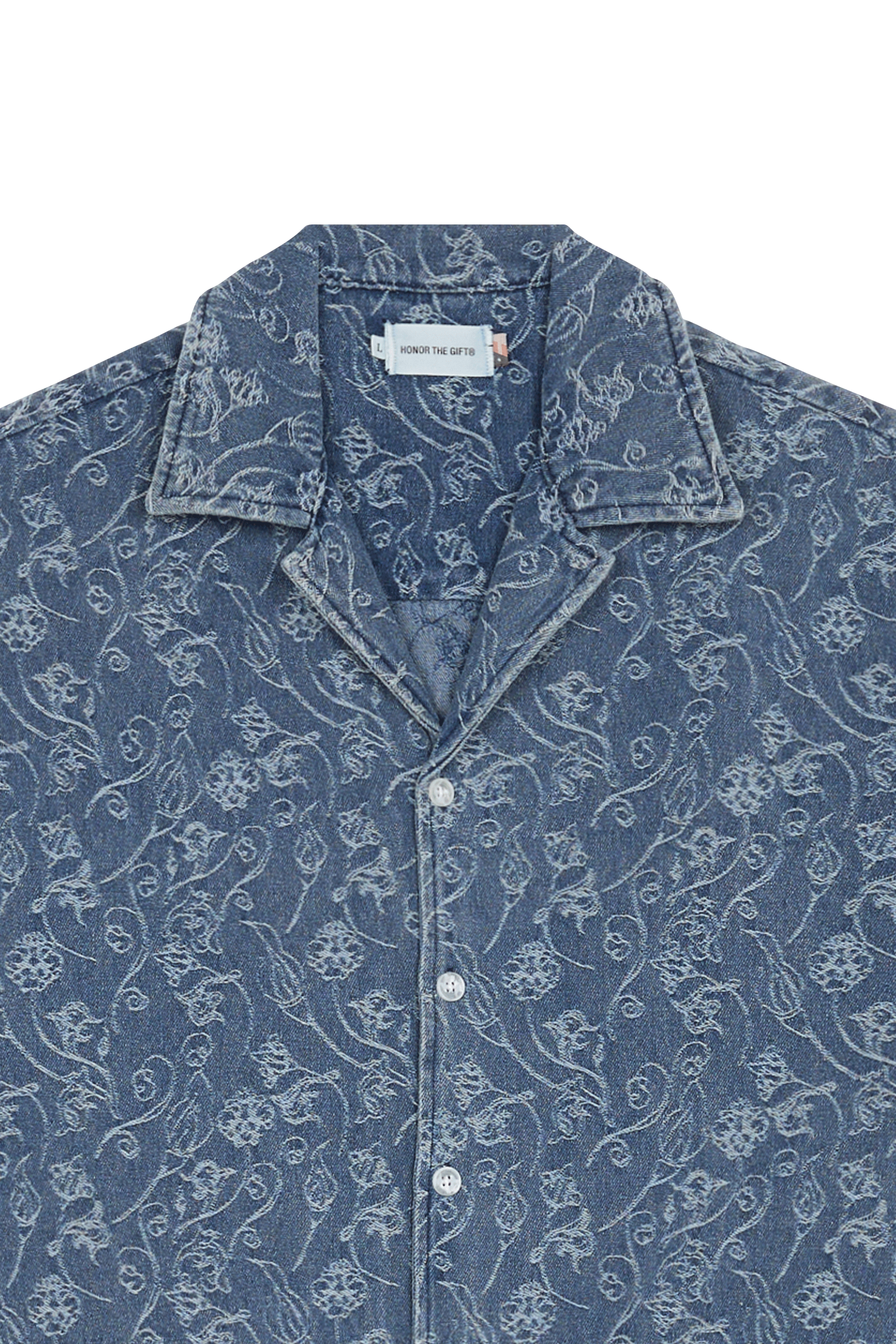 Chemise droite en jean jacquard | Bleu HONOR THE GIFT Homme