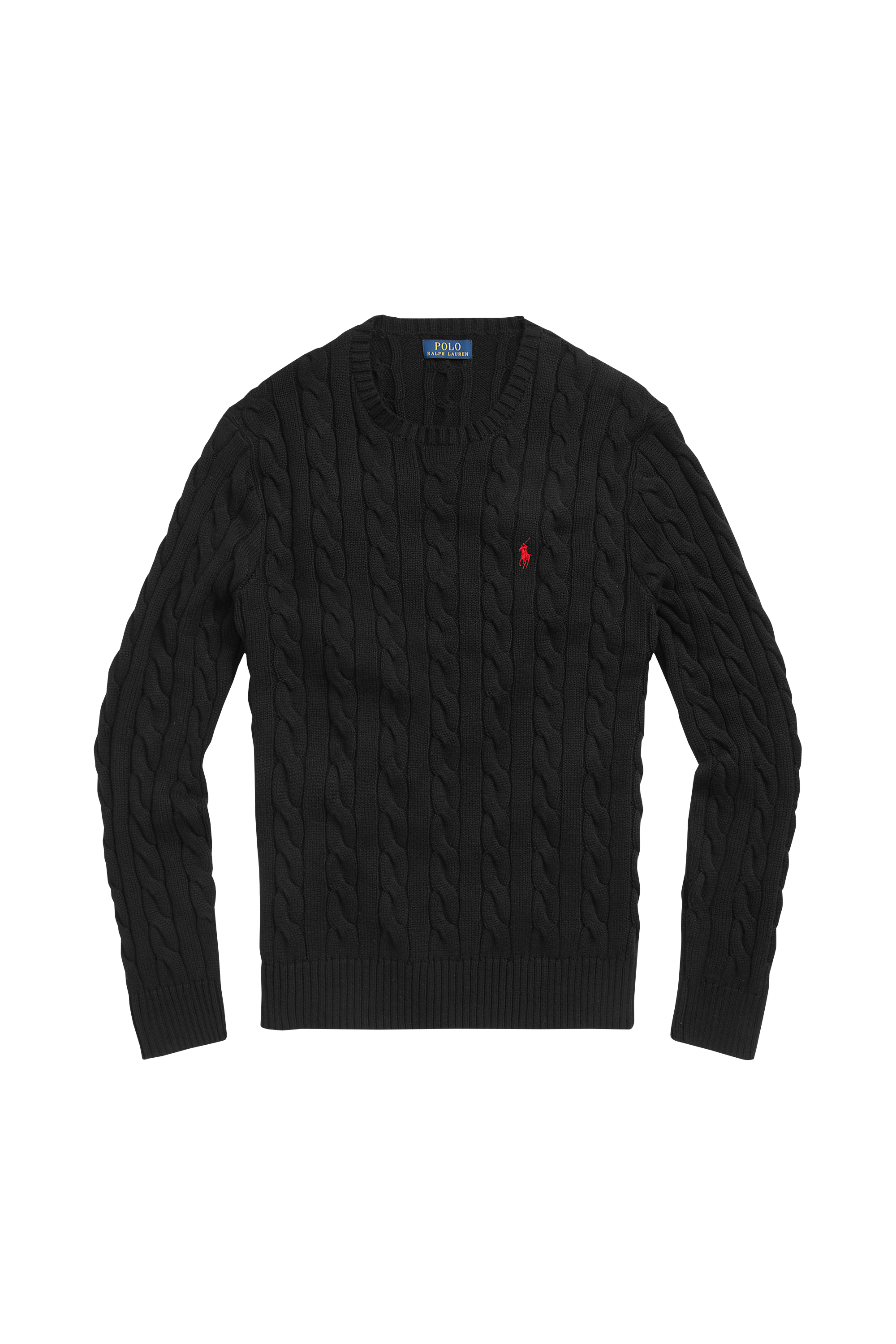 Pull droit col rond en coton Noir